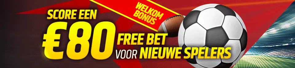 Wij matchen je eerste sportweddenschap met een Free Bet tot €80!