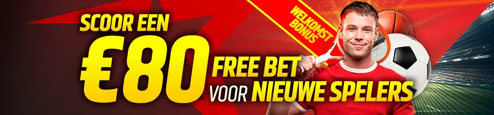 Wij matchen je eerste sportweddenschap met een Free Bet tot €80!