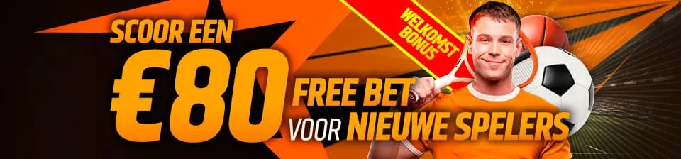 Wij matchen je eerste sportweddenschap met een Free Bet tot €80!