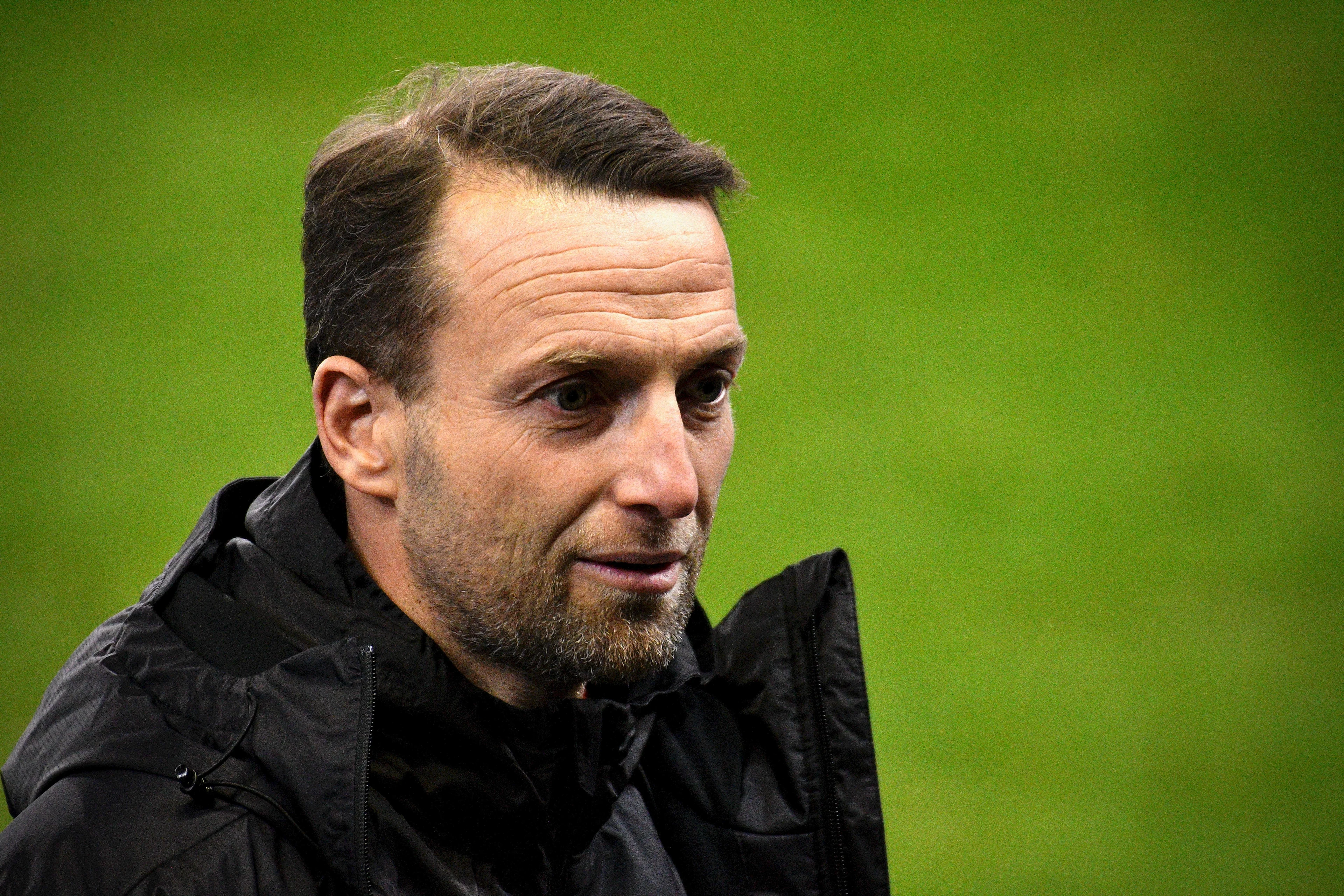 Rapid Wien's head coach Ferdinand Feldhofer pictured during a training session of Austrian soccer team SK Rapid Wien, Wednesday 08 December 2021, in Genk, ahead of tomorrow's Europa League game against Belgian soccer team KRC Genk , on the sixth day (out of six) in Group H. BELGA PHOTO JOHAN EYCKENS