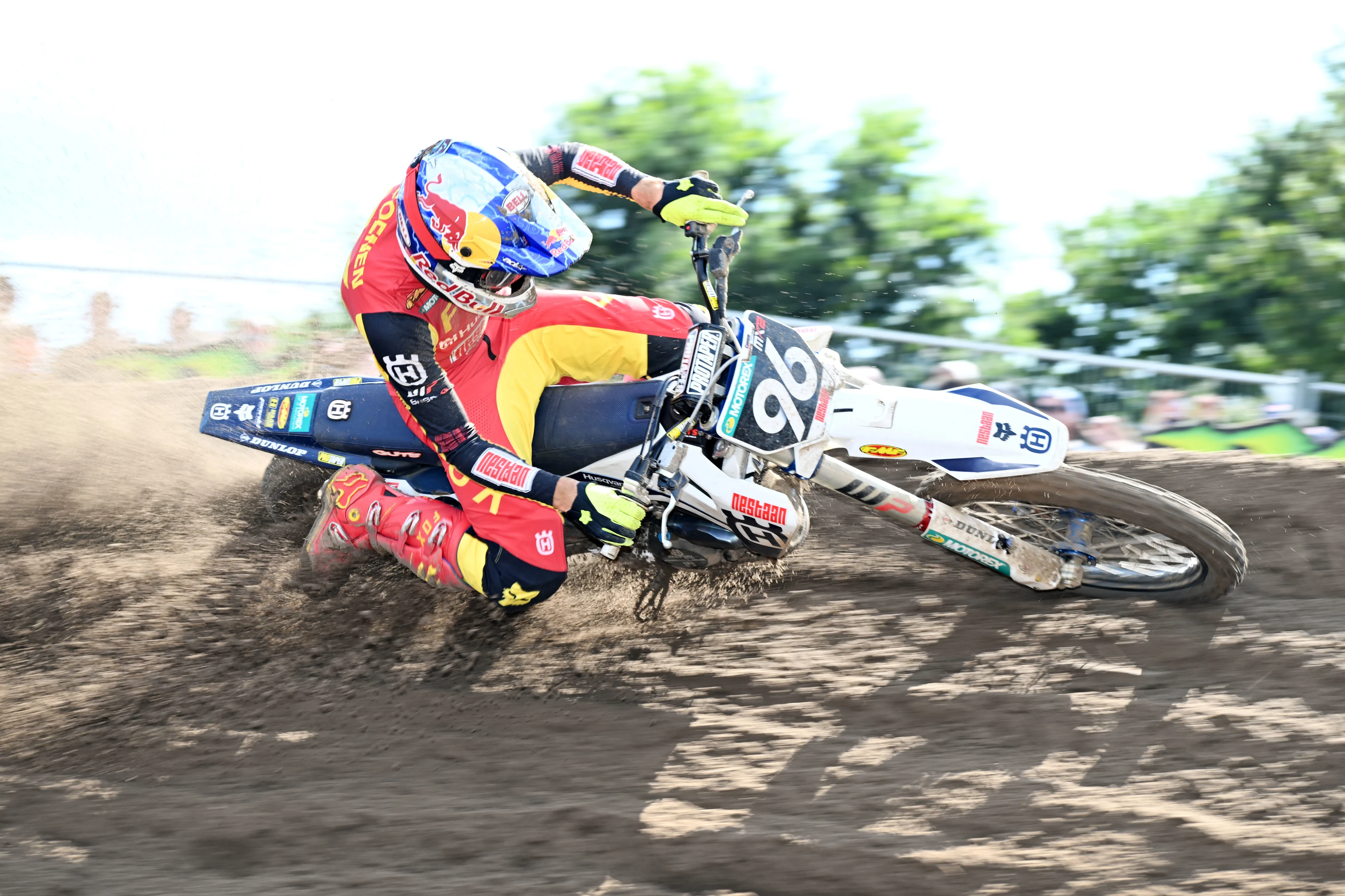 Belgian Lucas Coenen pictured in action during the MX2 race at the motocross MXGP Grand Prix Flanders event, race 14/20 of the FIM Motocross World Championship, Sunday 28 July 2024 in Lommel. BELGA PHOTO MAARTEN STRAETEMANS