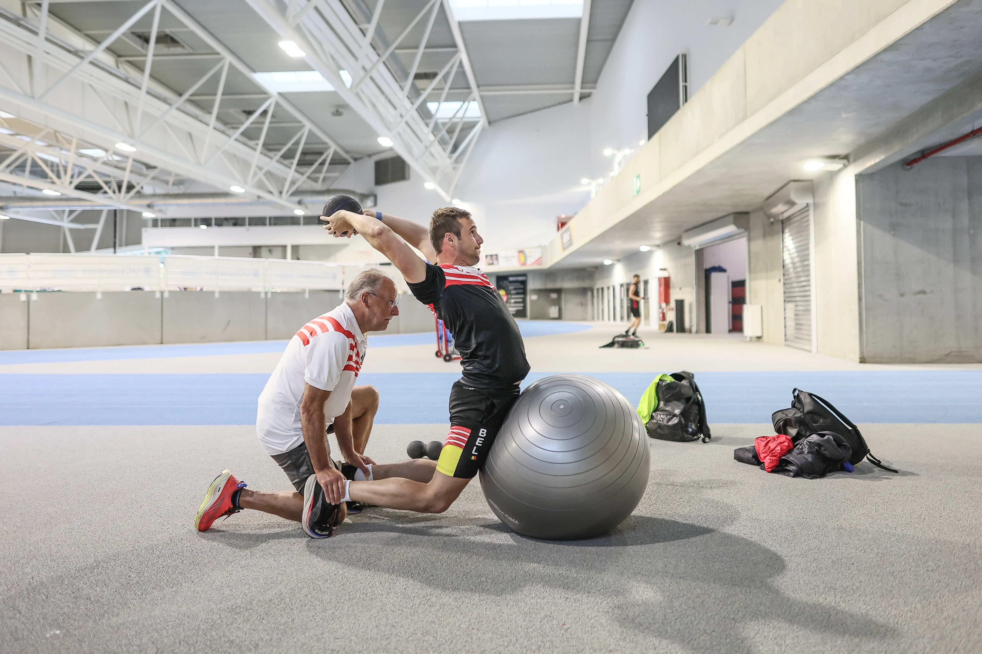 Belgian Timothy Herman pictured in action during a training session at the 'Team Belgium Base Camp' of the Belgian Olympic Committee BOIC - COIB, at Blocry in Louvain-la-Neuve, on Saturday 06 July 2024, where athletes will prepare for the Paris 2024 Olympic Games. BELGA PHOTO BRUNO FAHY