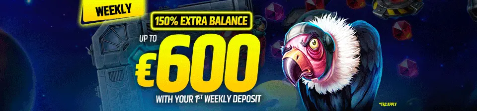 Weekly Extra Balance: 150% up to €600 ⚡
