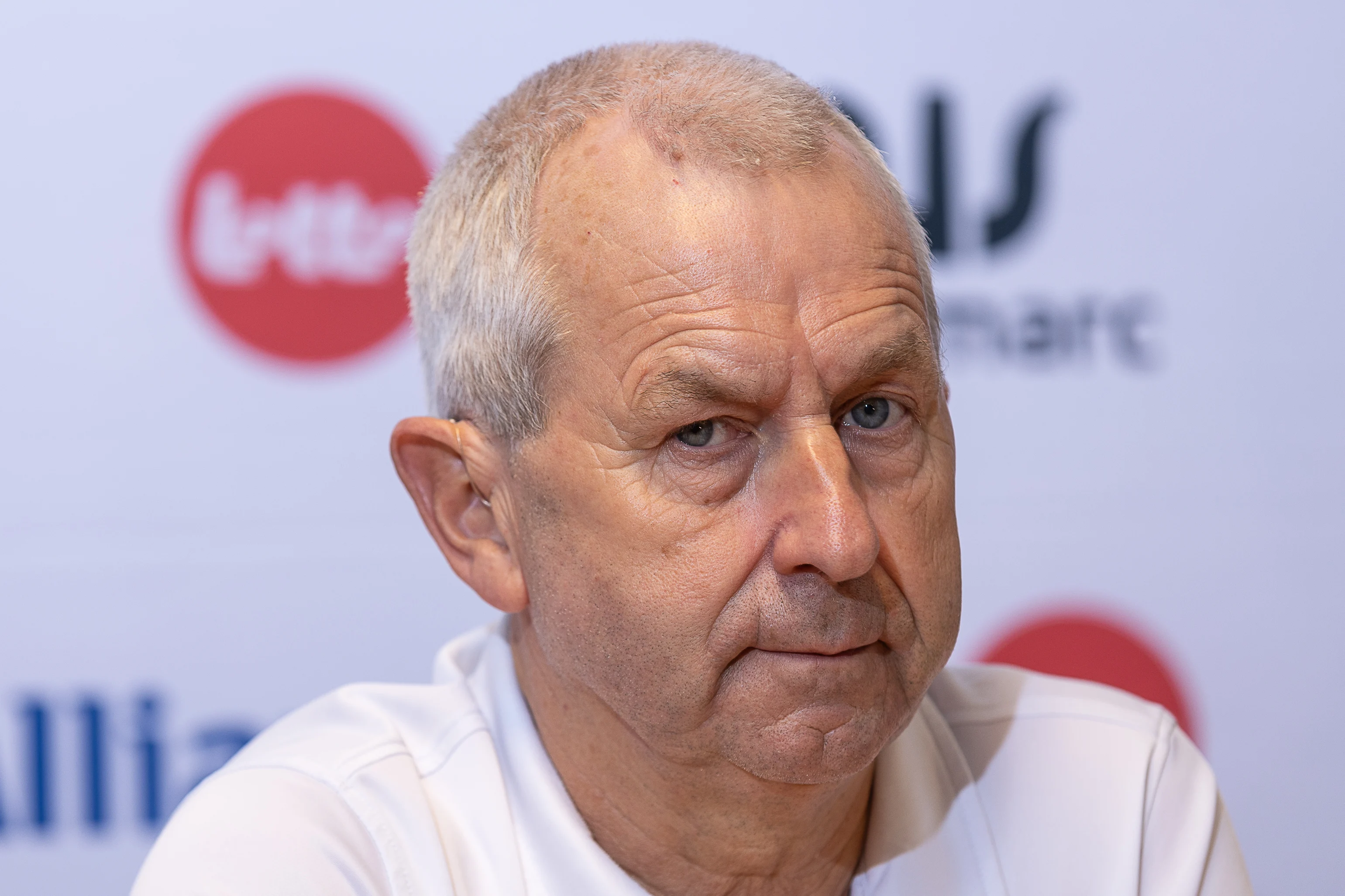 Atletiek Vlaanderen chairman Gery Follens pictured during a press conference of Atletiek Vlaanderen after an information session for the athletes following the commotion of the past weeks regarding the top-level sports policy, Friday 08 November 2024 in Gent. BELGA PHOTO JAMES ARTHUR GEKIERE