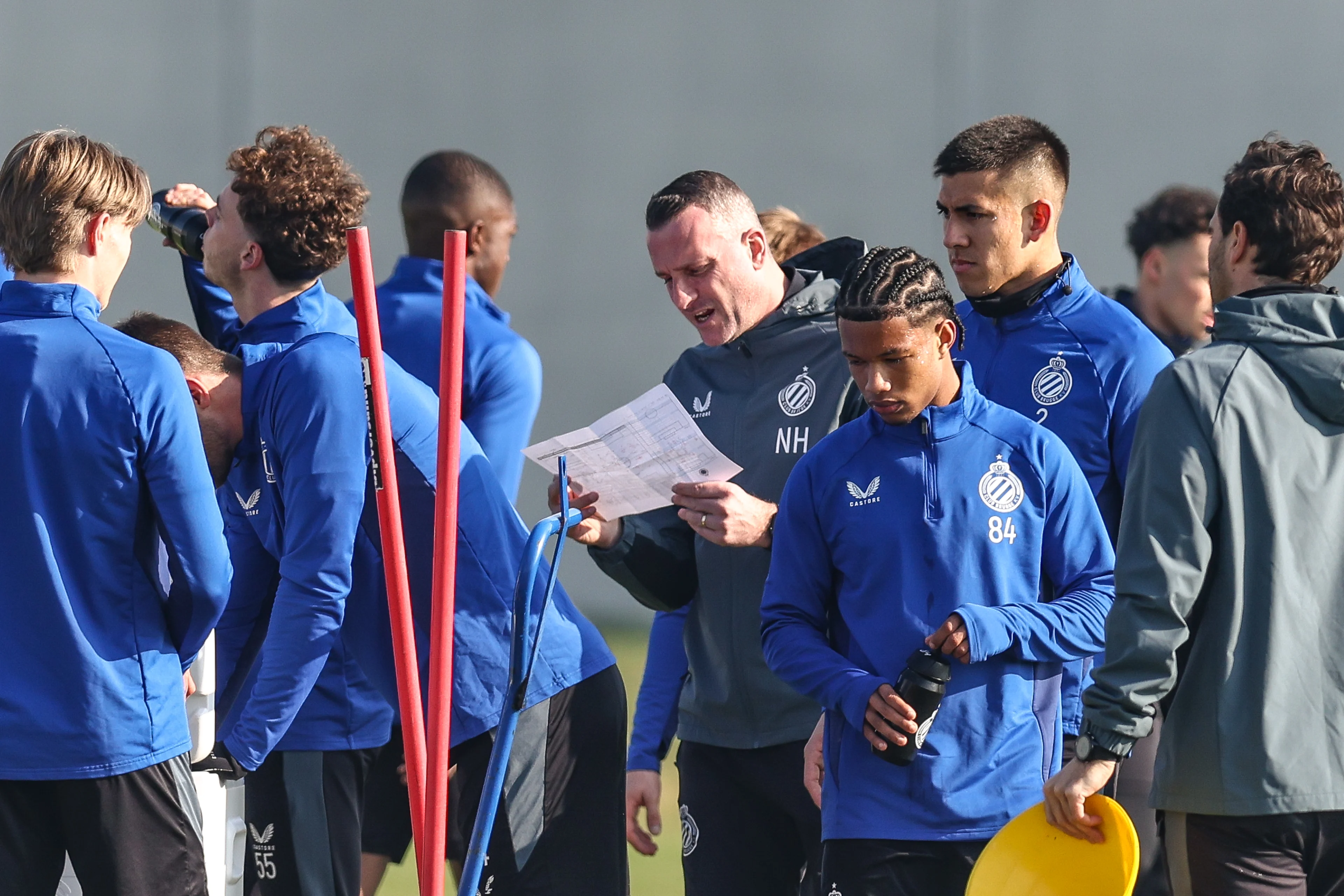 Club's head coach Nicky Hayen pictured during a training session of Belgian soccer Club Brugge KV, Monday 03 March 2025 in Brugge. Tomorrow, they will play against English club Aston Villa, on the first leg of the 1/8 finals of the UEFA Champions League knockout phase. BELGA PHOTO BRUNO FAHY