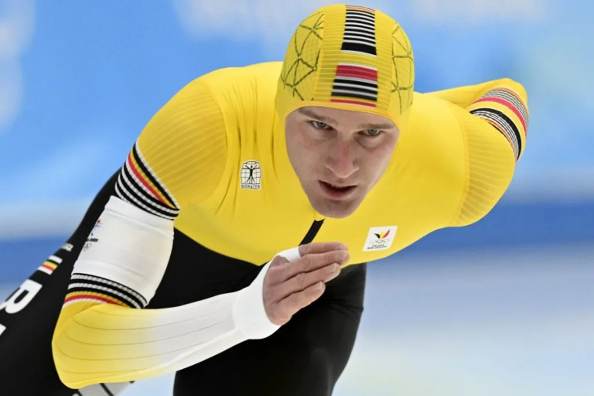 Belgium's Mathias Voste competes in the men's speed skating 1500m event during the Beijing 2022 Winter Olympic Games at the National Speed Skating Oval in Beijing on February 8, 2022.  WANG Zhao / AFP