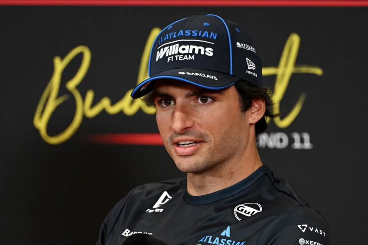 Williams' Spanish driver Carlos Sainz attends a press conference ahead of the Formula One Hungarian Grand Prix at the Hungaroring circuit in Mogyorod near Budapest, Hungary, on July 23, 2026. Attila KISBENEDEK / AFP