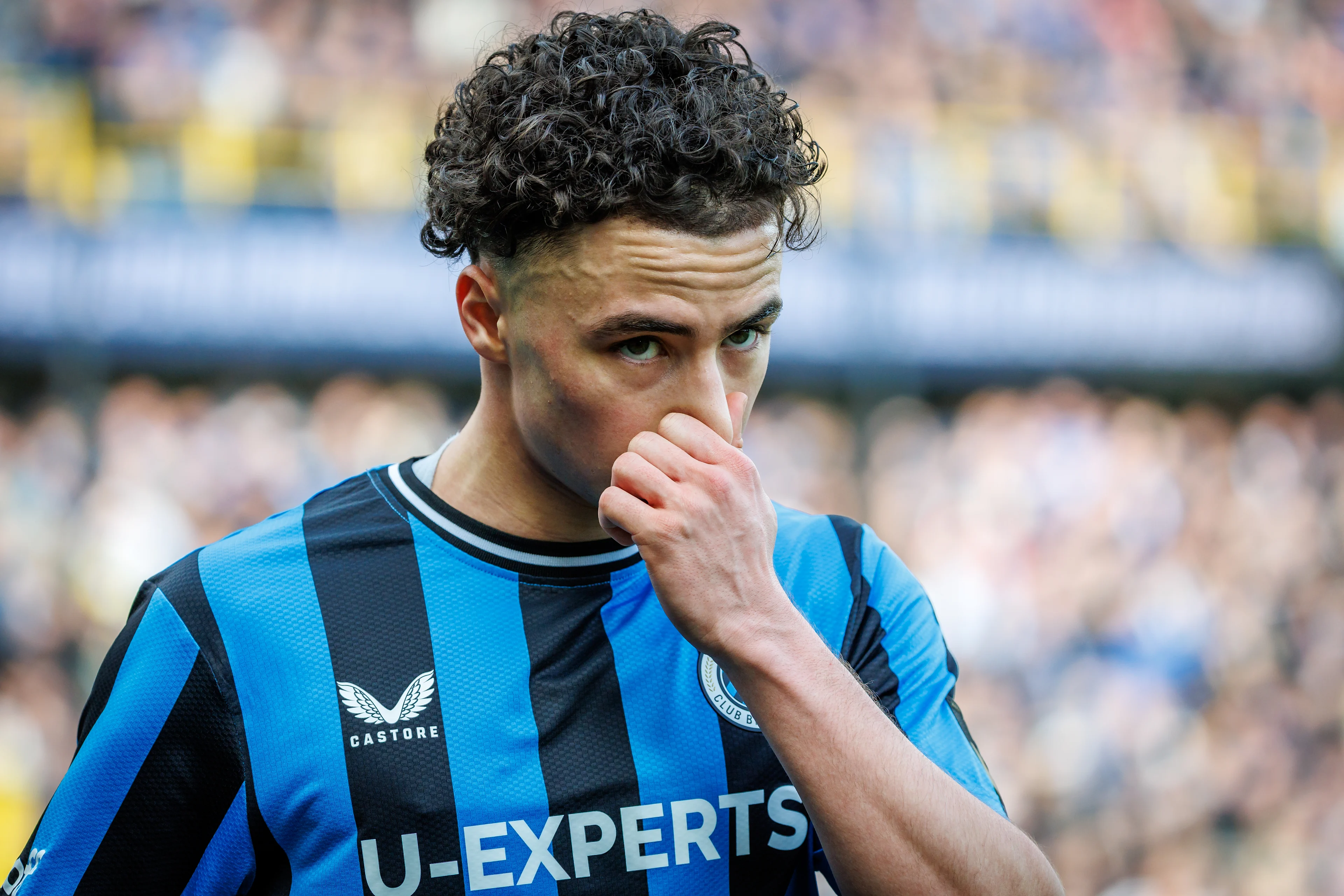 Club's Chemsdine Talbi pictured during a soccer match between Club Brugge and Standard de Liege, Sunday 23 February 2025 in Brugge, on day 27 of the 2024-2025 season of the 'Jupiler Pro League' first division of the Belgian championship. BELGA PHOTO KURT DESPLENTER