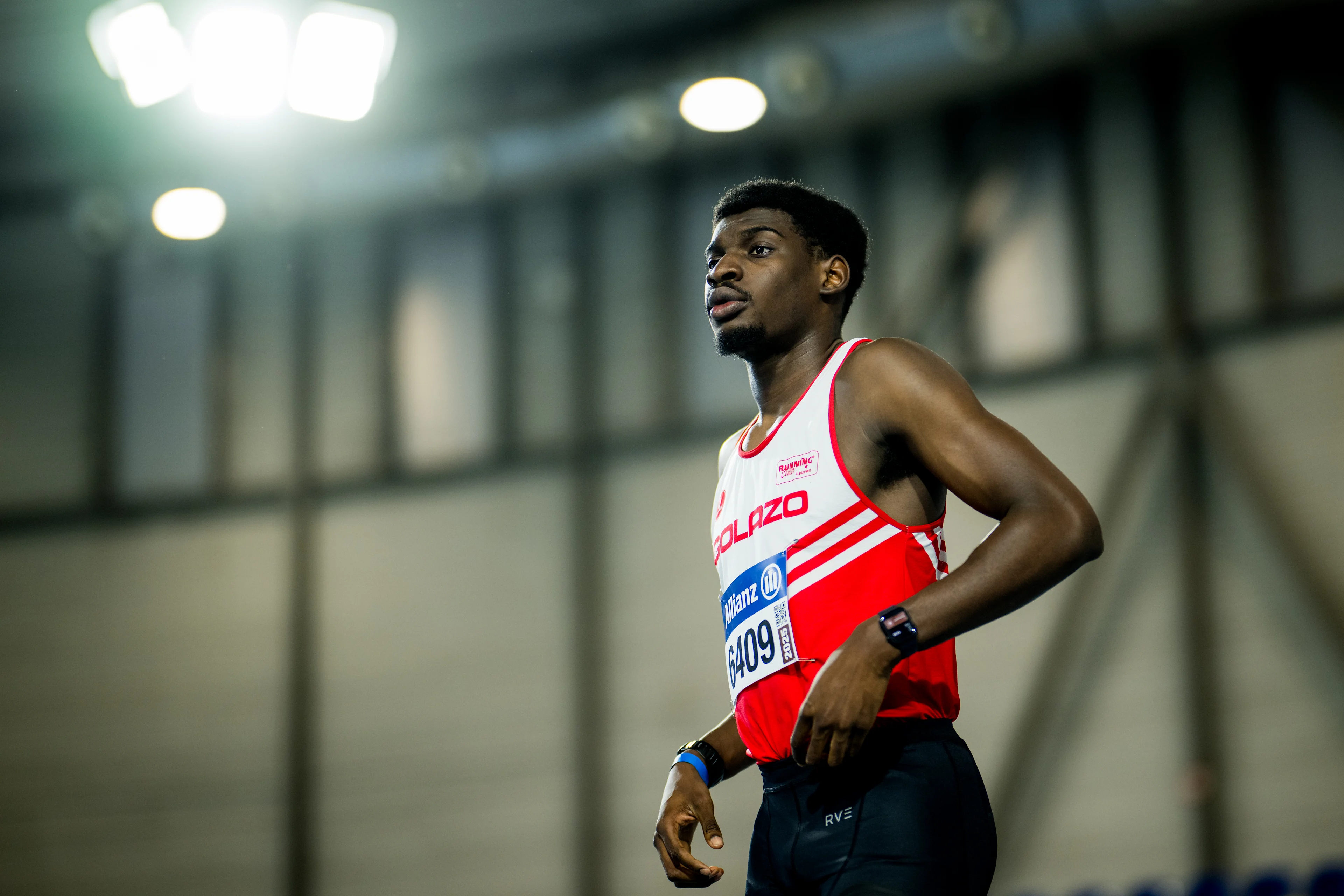 Belgian Elie Bacari pictured in action during the Belgian indoor athletics championships, on Sunday 23 February 2025 in Gent. BELGA PHOTO JASPER JACOBS