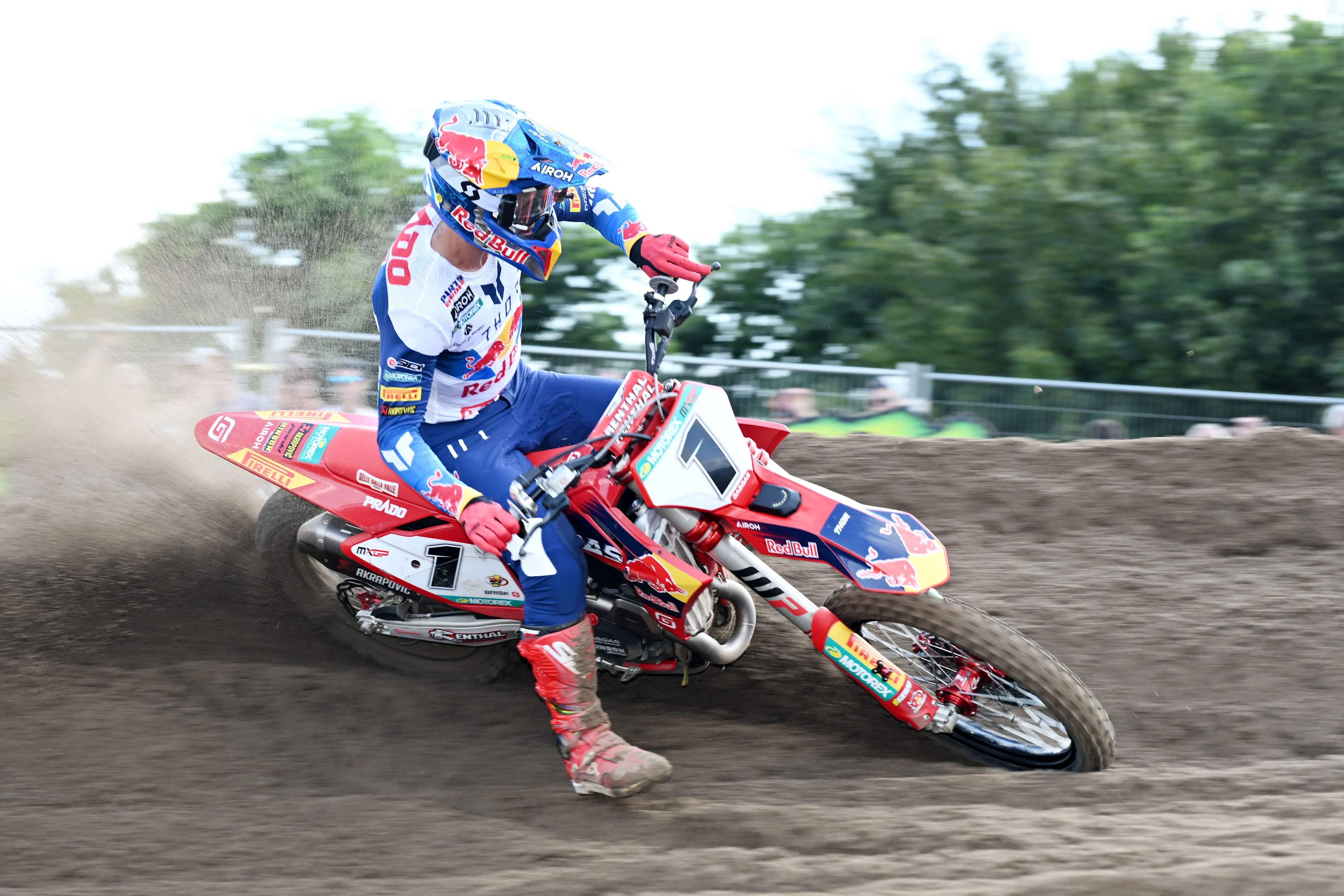 Spanish Jorge Prado pictured in action during the motocross MXGP Grand Prix Flanders, race 14/20 of the FIM Motocross World Championship, Sunday 28 July 2024 in Lommel. BELGA PHOTO MAARTEN STRAETEMANS