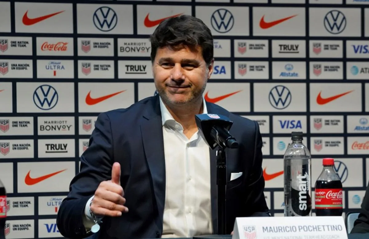 Newly appointed US Men's National Team head coach Argentine Mauricio Pochettino speaks to the media at a press conference on September 13, 2024, in New York.  TIMOTHY A. CLARY / AFP