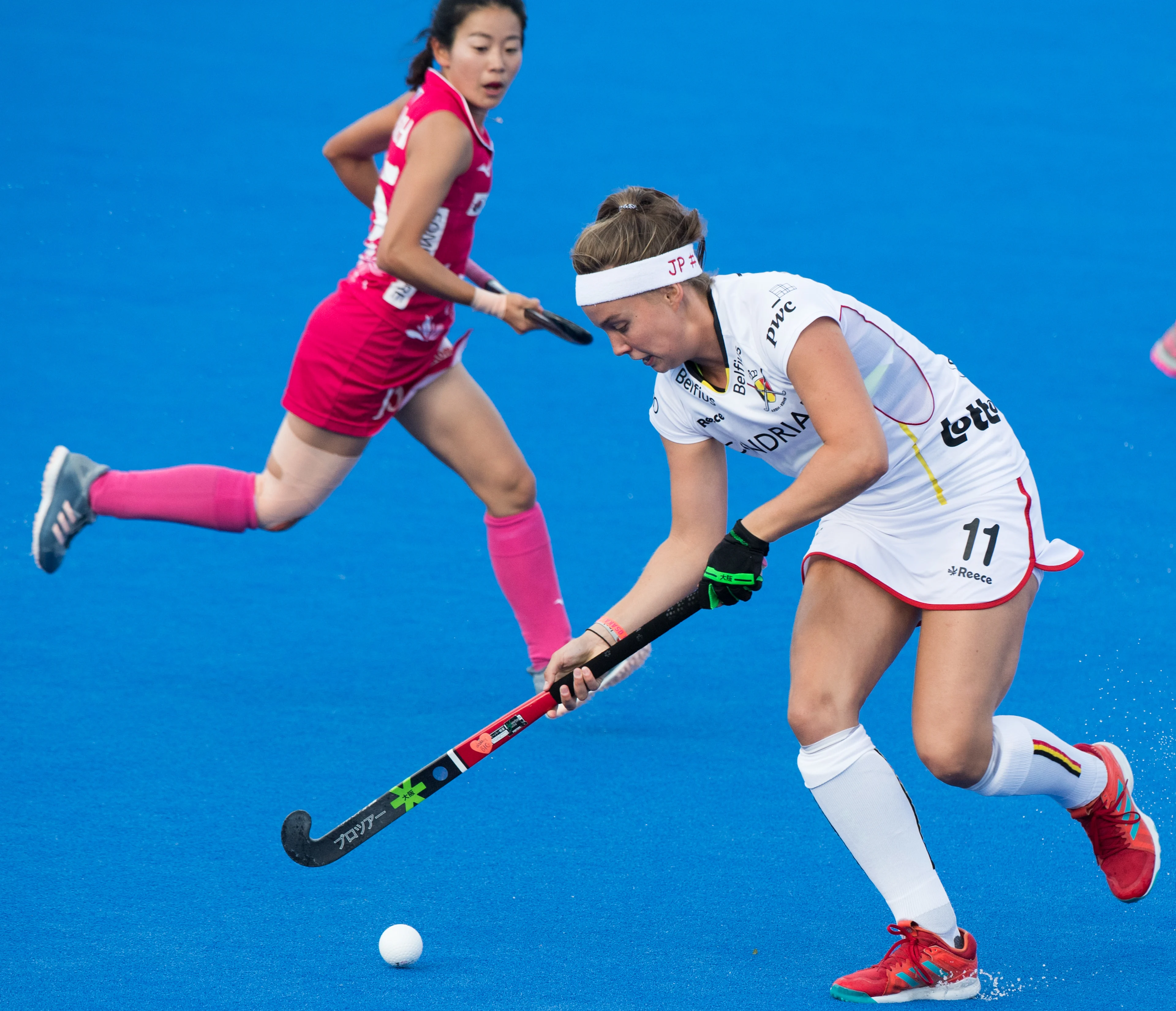 Belgium's Joanne Peeters pictured during the game between Japan and Belgium in group D at the Hockey Women's World Cup, in London, UK, Saturday 28 July 2018. The Hockey Women's World Cup takes place from 21 July to 05 August at the Lee Valley Hockey Centre in London. BELGA PHOTO BENOIT DOPPAGNE