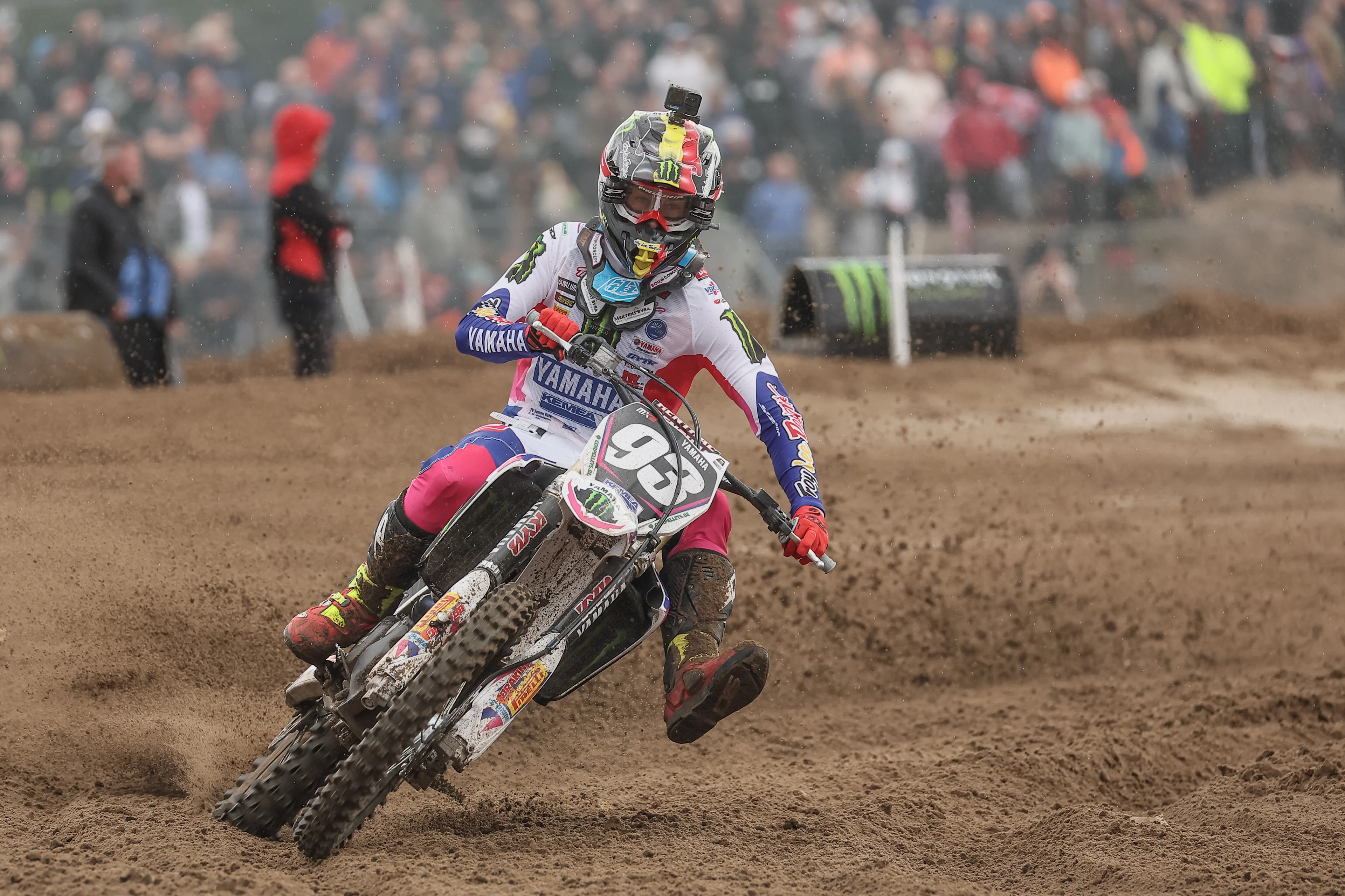 Belgian Jago Geerts pictured in action during the motocross MX2 Grand Prix Flanders, race 13/19 of the FIM Motocross World Championship, Sunday 23 July 2023 in Lommel. BELGA PHOTO BRUNO FAHY