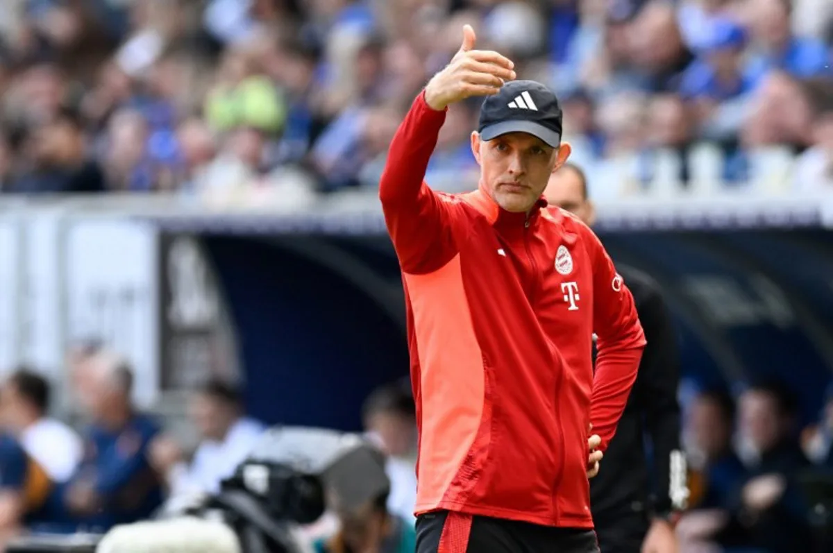 Bayern Munich's German head coach Thomas Tuchel gestures during the German first division Bundesliga football match between TSG 1899 Hoffenheim and FC Bayern Munich in Sinsheim, southwestern Germany on May 18, 2024.  THOMAS KIENZLE / AFP