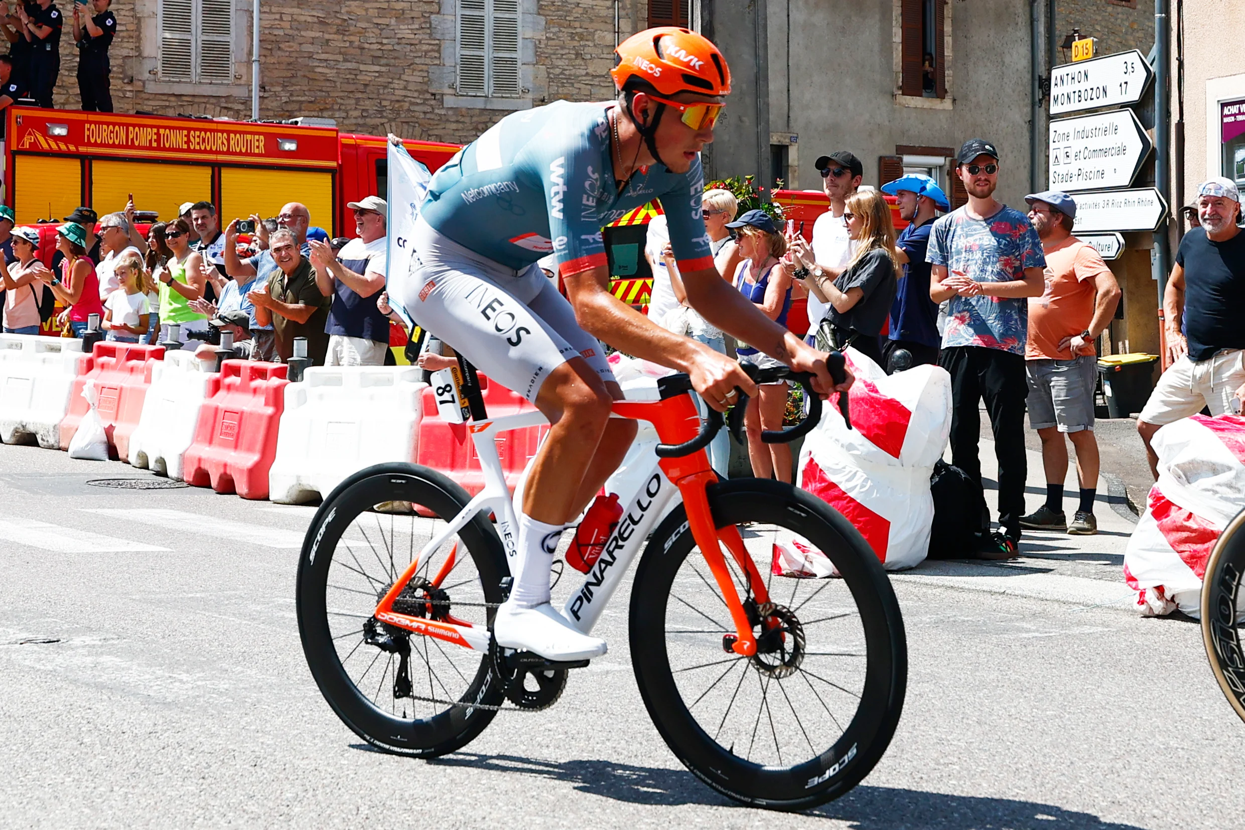 British Joshua Tarling of Netcompany-INEOS pictured in action during stage 13 of the 2026 Tour de France cycling race, a stage of 205km from Dole to Belfort, on Friday 17 July 2026. The 113th edition of the Tour de France starts on Saturday 4 July in Barcelona, Spain, and will finish in Paris, France on the 26th of July. BELGA PHOTO POOL LUCA BETTINI