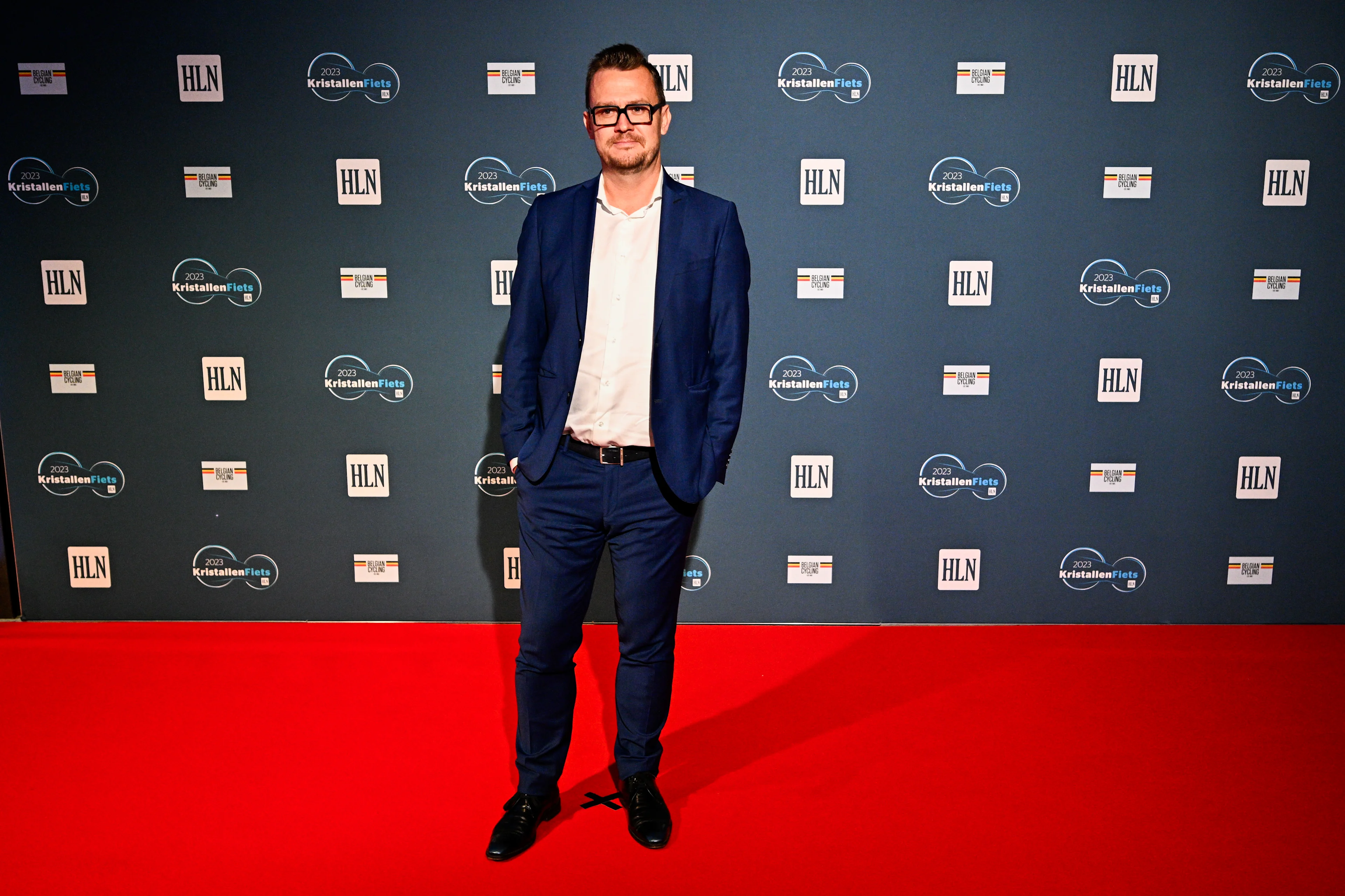 Nick Nuyens pictured on the red carpet at the 'Kristallen Fiets' (Crystal Bike - Velo de Cristal) award ceremony for the best cyclists of the 2023 cycling season, organized by Flemish newspaper Het Laatste Nieuws, Tuesday 10 October 2023, in Kruisem. BELGA PHOTO JASPER JACOBS