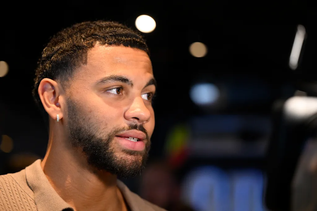 Belgian NBA player from Oklahoma City Ajay Mitchell picture during a meet and greet, Wednesday 22 July 2026 in Herstal. BELGA PHOTO JOHN THYS