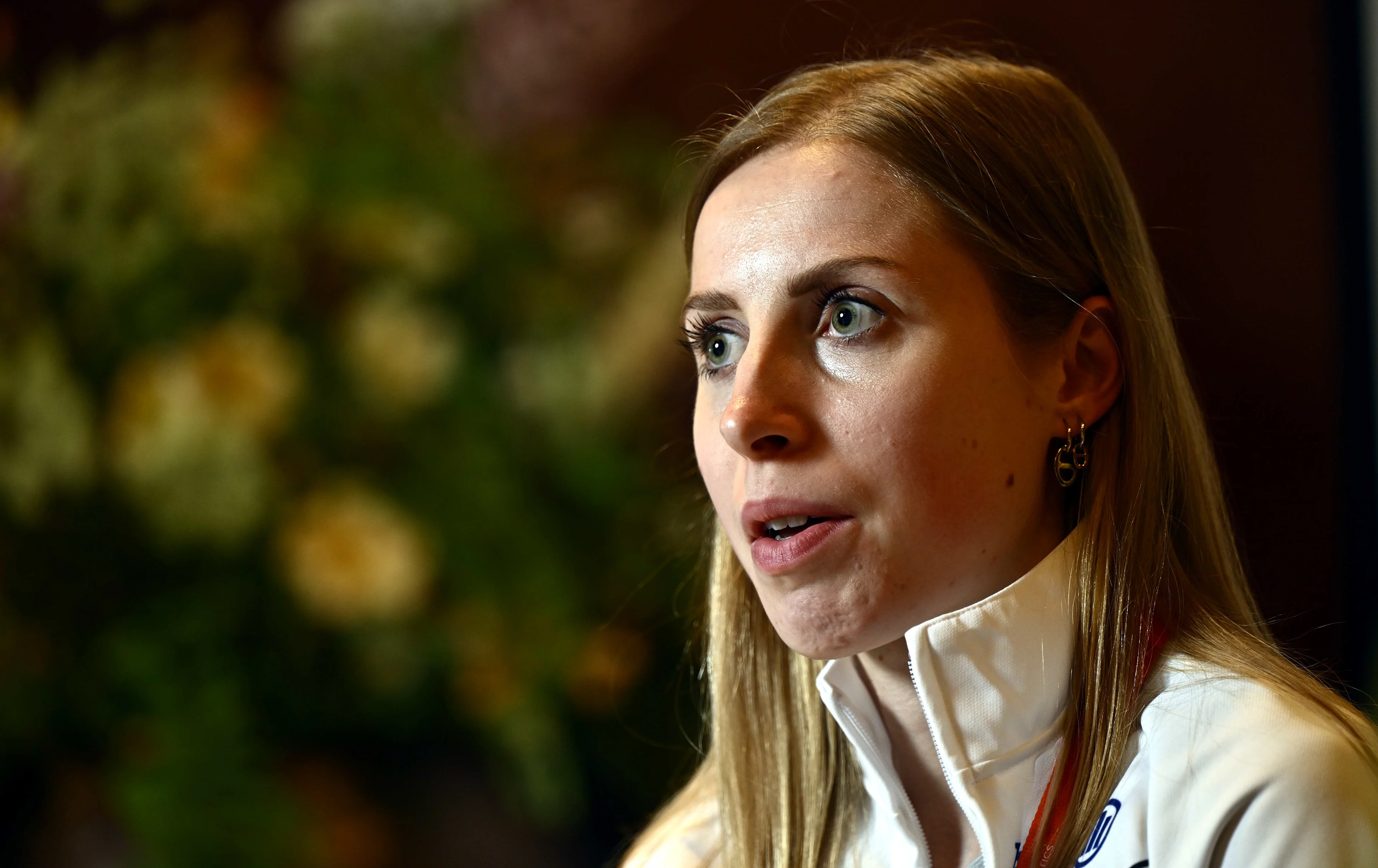 Belgian Elise Vanderelst pictured during a press conference ahead of the European Athletics Indoor Championships, in Apeldoorn, The Netherlands, Tuesday 04 March 2025. The championships take place from 6 to 9 March. BELGA PHOTO ERIC LALMAND