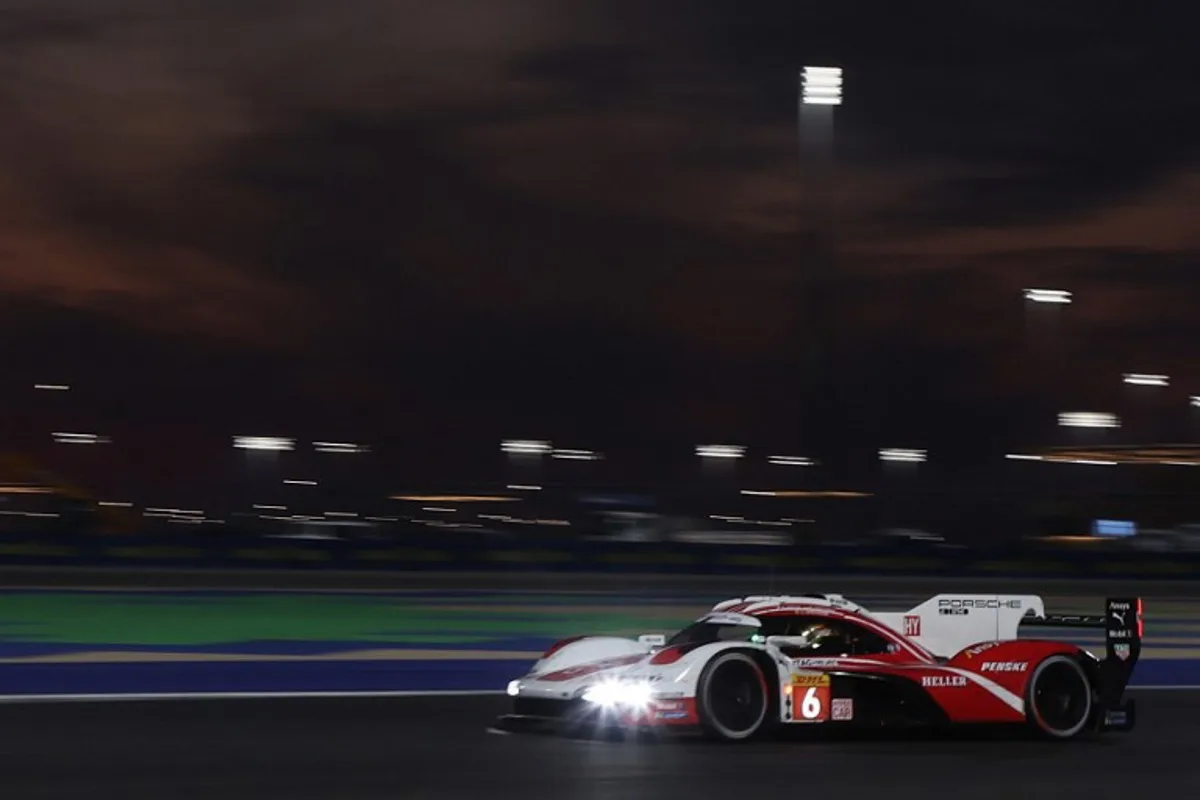 The #06 Porsche Penske Motorsport, Porsche 963 of Kevin Estre, Andre Lotterer, and Laurens Vanthoor takes part in the final day of racing action in the FIA World Endurance Championship 2024 at Lusail International Circuit on March 2, 2024 in Doha, Qatar.  KARIM JAAFAR / AFP