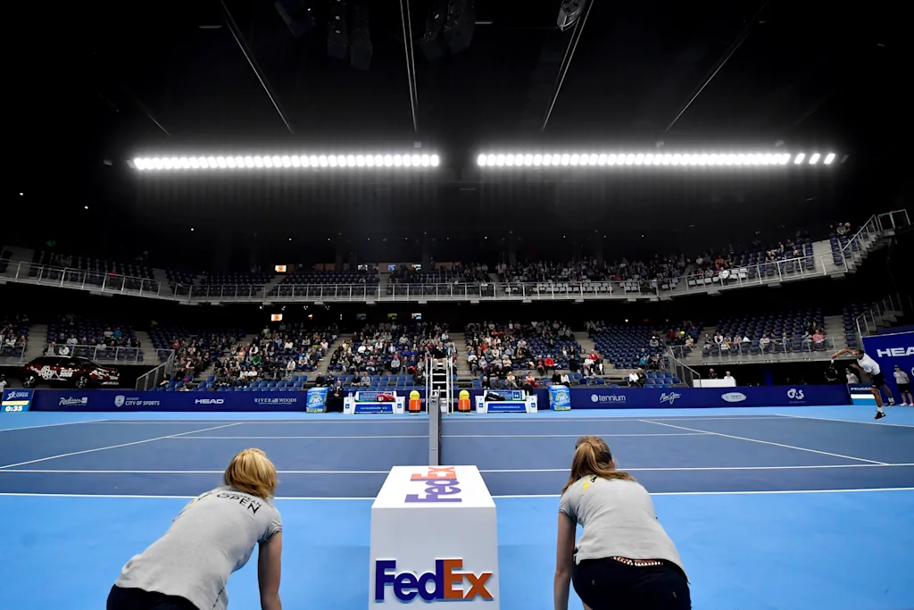 Illustration picture shows the quarter final match between Belgian David Goffin (ATP12) and Romanian Marius Copil (ATP194) at the first edition of the European Open - ATP Antwerpen on hardcourt, from 17 to 23 October, in Antwerp, Friday 21 October 2016. BELGA PHOTO DIRK WAEM