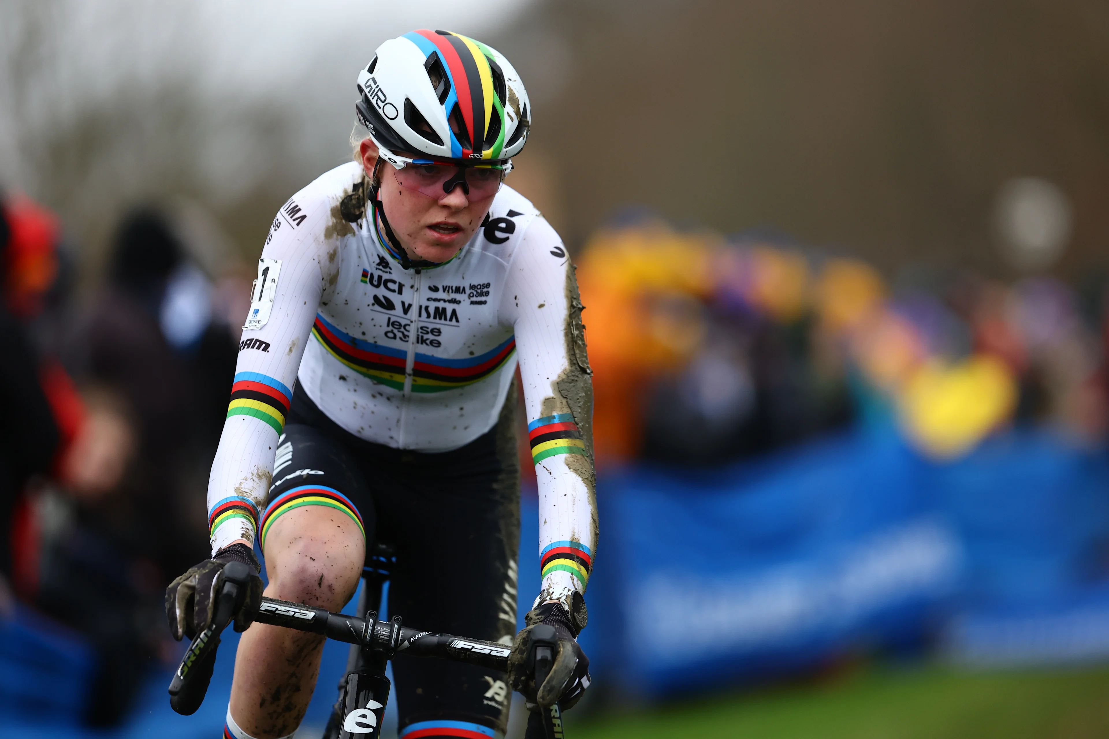 Dutch Fem Van Empel pictured in action during the women's elite race of the 'GP Sven Nys' cyclocross cycling event on Wednesday 01 January 2025 in Baal, stage 5/8 in the X2O Badkamers 'Trofee Veldrijden' competition. BELGA PHOTO DAVID PINTENS