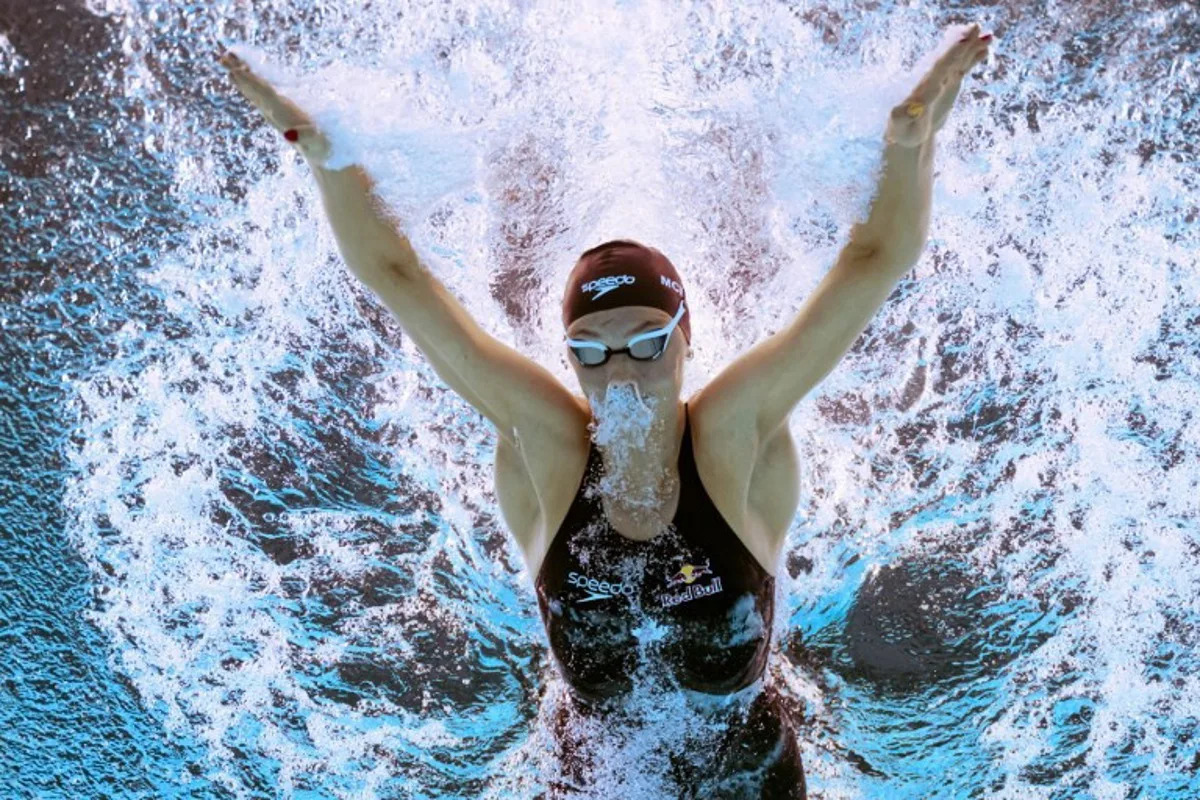 Canada's swimmer Summer Mcintosh competes in a semi-final of the women's 200m individual medley swimming event during the 2025 World Aquatics Championships in Singapore on July 27, 2025. François-Xavier Marit / AFP