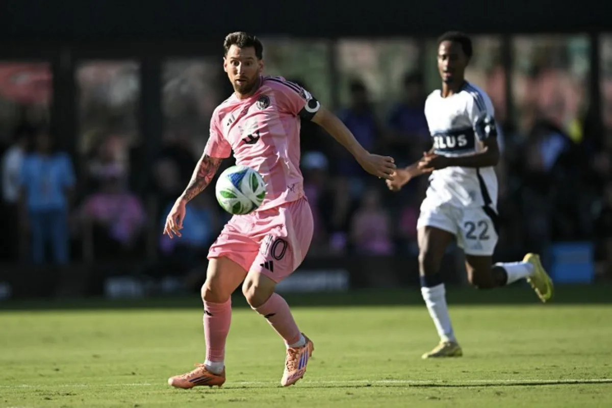 Inter Miami's Argentine forward #10 Lionel Messi controls the ball during the Major League Soccer (MLS) Cup final between Inter Miami and the Vancouver Whitecaps at Chase Stadium in Fort Lauderdale, Florida, on December 6, 2025. CHANDAN KHANNA / AFP