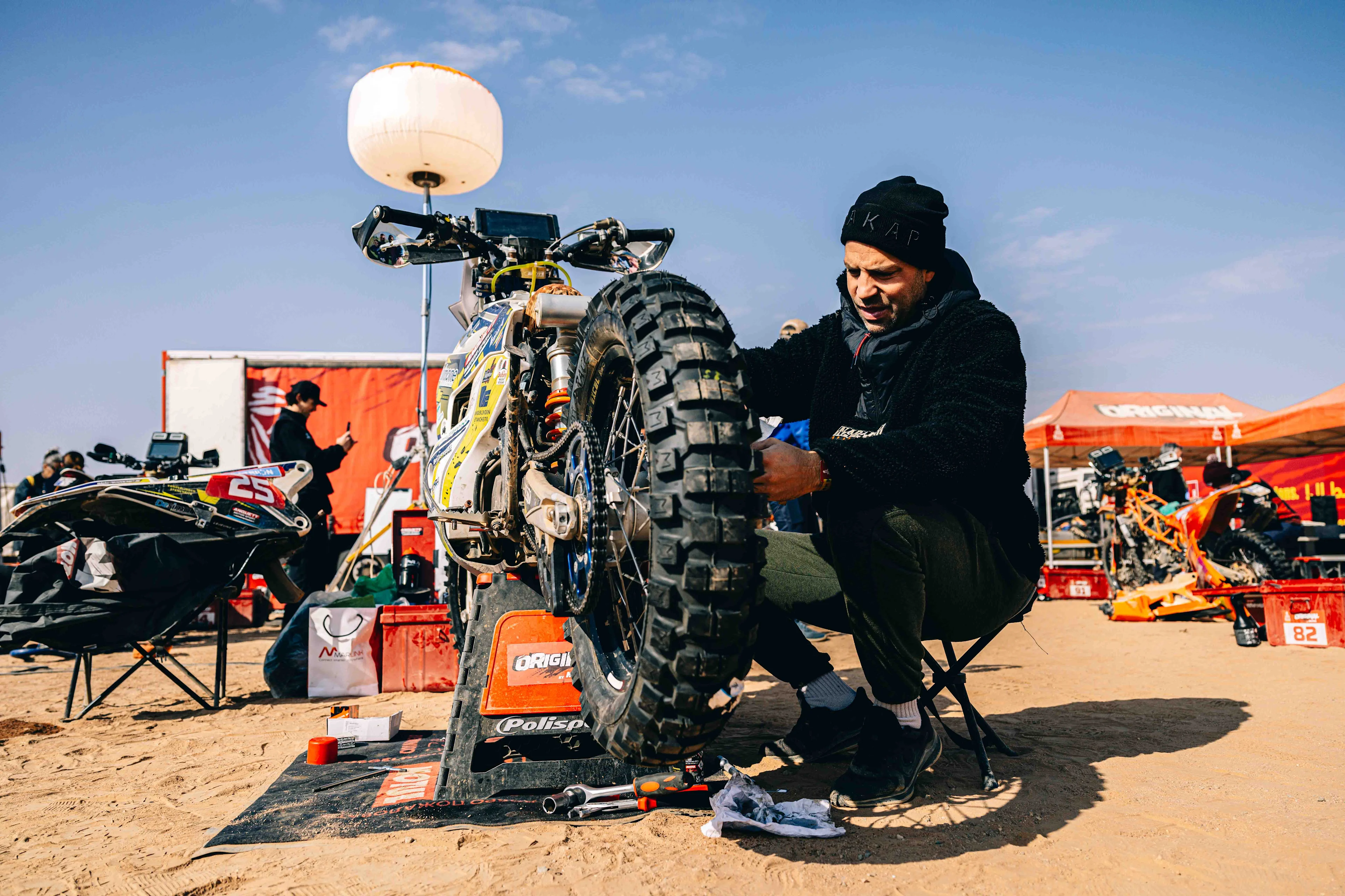 ATTENTION EDITORS - HAND OUT PICTURES - EDITORIAL USE ONLY - MANDATORY CREDIT:  SIMON BAUCHAU Hand out picture released by Eric Dupain shows Jerome Martiny on the rest day of the 2025 Dakar rally race in Hail, Saoudi Arabia on Friday 10 January 2025.  *** Belga and Belga Editorial Board decline all responsibility regarding the content of this picture. *** BELGA PHOTO HAND OUT SIMON BAUCHAU