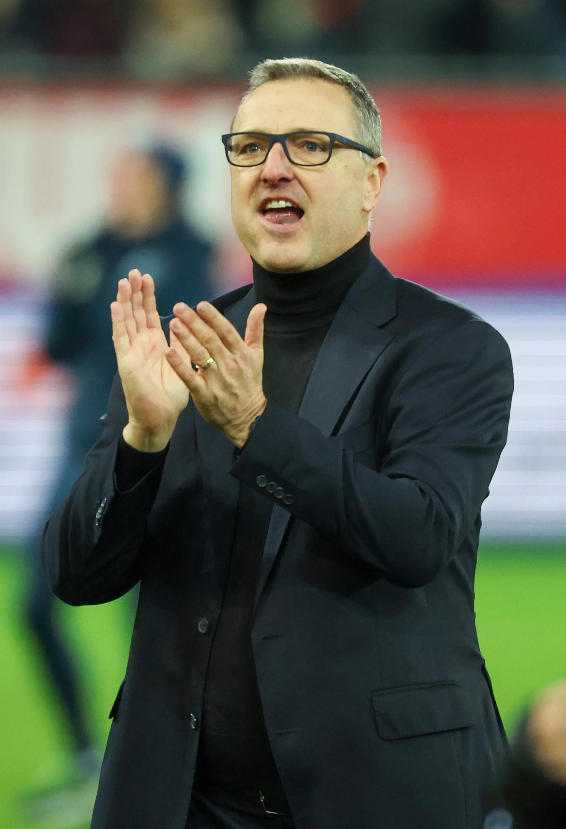 Belgium's head coach Ives Serneels celebrates after a soccer game between Belgium's national team the Red Flames and Ukraine, in Heverlee, Tuesday 03 December 2024, the second leg of the second round of qualifications group stage for the Euro 2025 Championship. BELGA PHOTO VIRGINIE LEFOUR