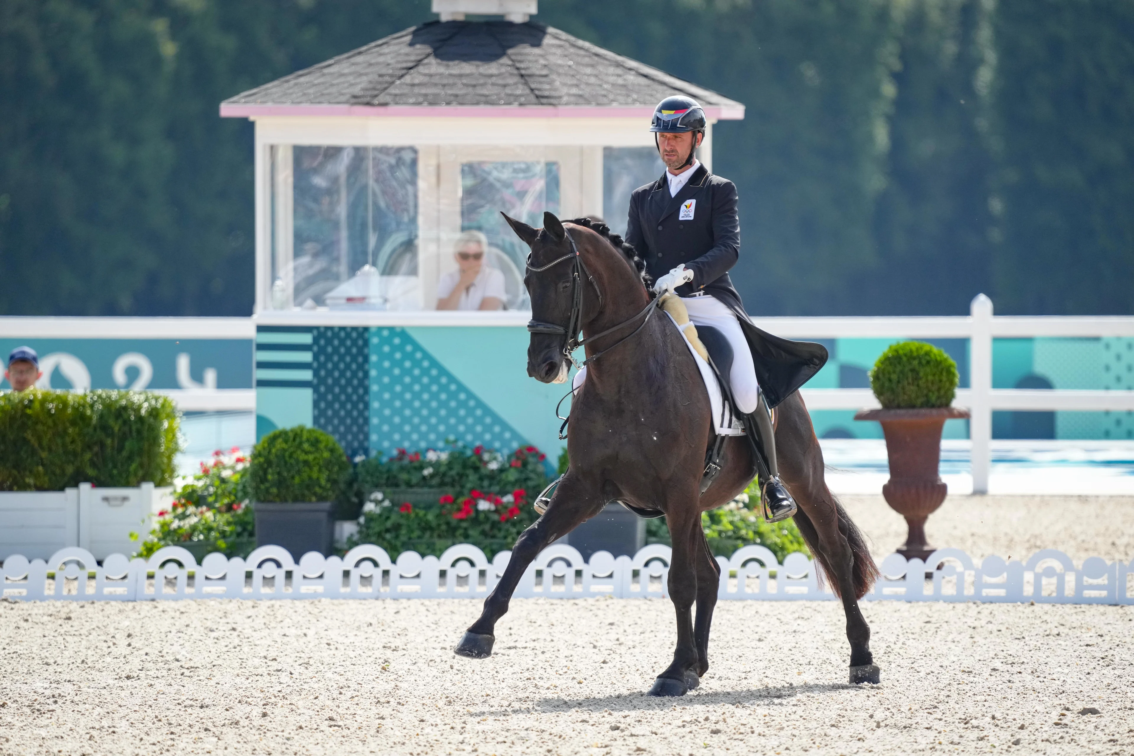 Domien MICHIELS riding INTERMEZZO VAN HET MEERDAALHOF during the Paris Olympic Games 2024 - Day 8 at Chateau de Versailles on August 3, 2024 in Versailles, France. (Photo by Pierre Costabadie/Icon Sport)