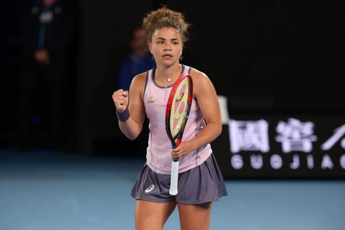 Italy's Jasmine Paolini celebrates the match point against Mexico's Renata Zarazua during their women's singles match on day five of the Australian Open tennis tournament in Melbourne on January 16, 2025.  DAVID GRAY / AFP