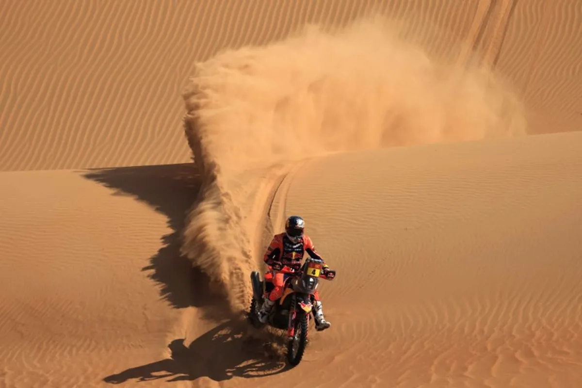 Australian Daniel Sanders competes in Stage 10 of the Dakar Rally 2025, between Haradh and Shubaytah, Saudi Arabia, on January 15, 2025.  Valery HACHE / AFP