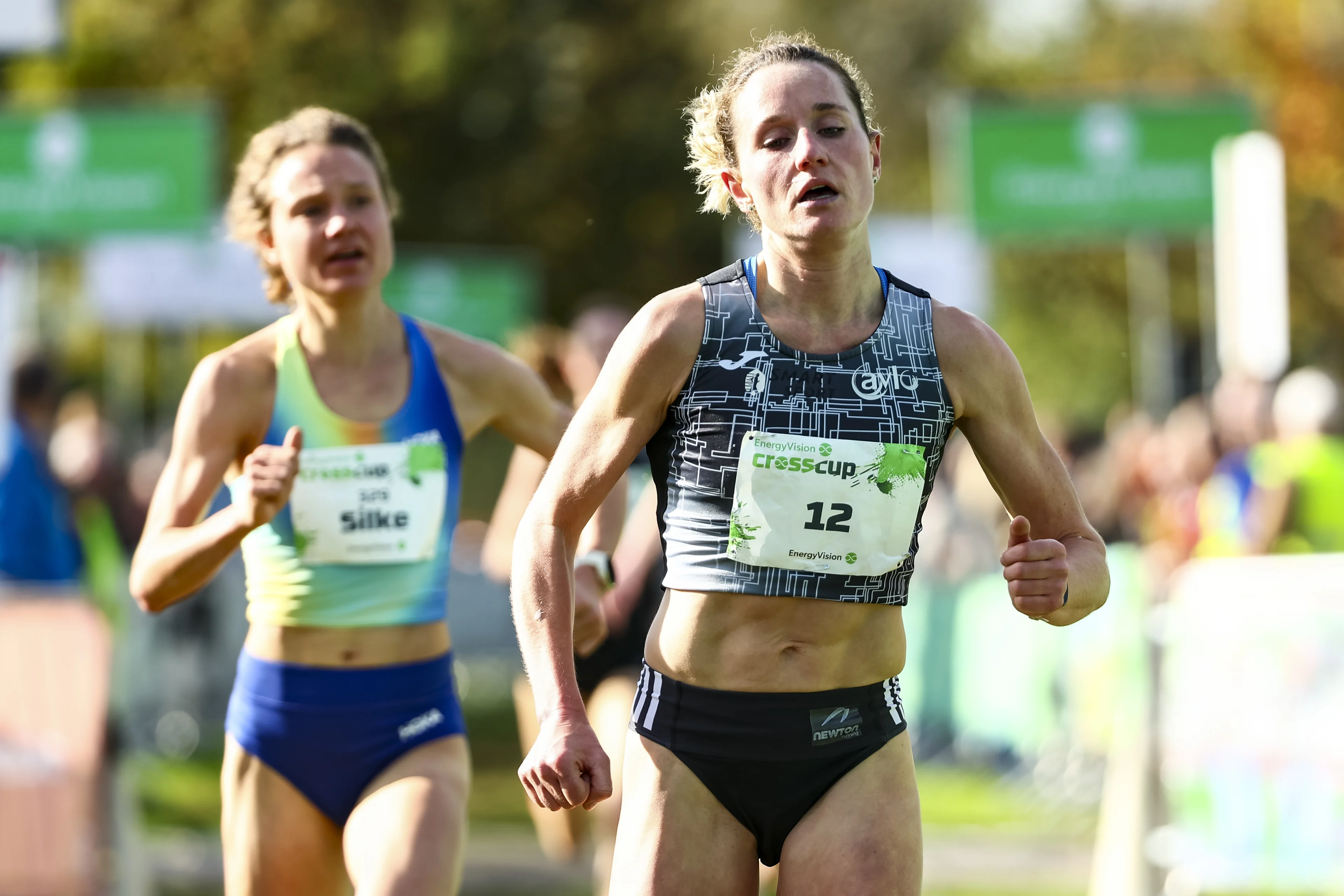 Belgian Eline Dalemans pictured in action during the women's elite race at the CrossCup cross country running athletics event in Roeselare, the second stage of the CrossCup competition, Sunday 27 October 2024. BELGA PHOTO DAVID PINTENS