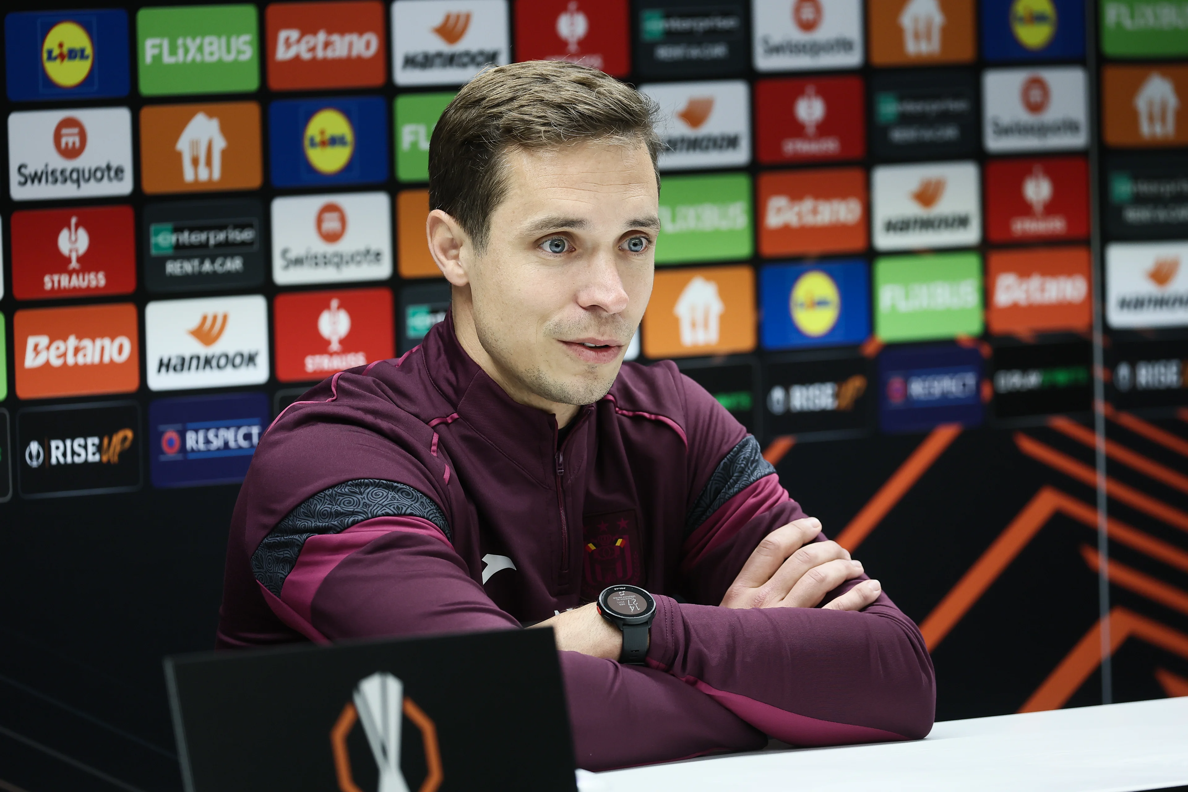 Anderlecht's head coach David Hubert pictured during a press conference of Belgian soccer team RSC Anderlecht, Wednesday 27 November 2024 in Brussels. Tomorrow, Anderlecht will play Portuguese FC Porto on the fifth day of the group stage of the UEFA Europa League tournament. BELGA PHOTO BRUNO FAHY