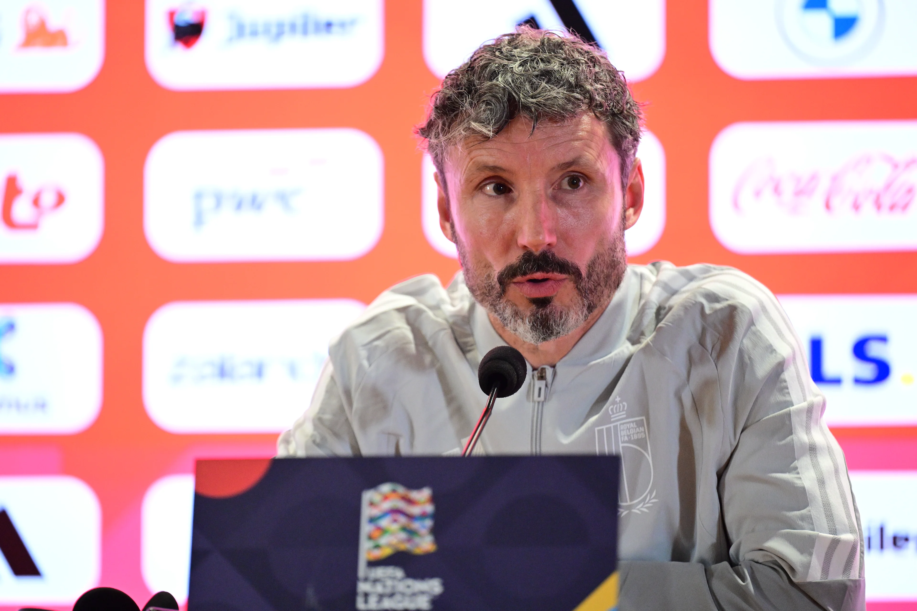 Belgium's head coach Mark van Bommel pictured during a press conference of the Red Devils, the Belgian national soccer team, in Rome, Italy on Thursday 24 September 2026. The team is preparing for the opening game of the UEFA Nations League against Italy on Friday. BELGA PHOTO DIRK WAEM