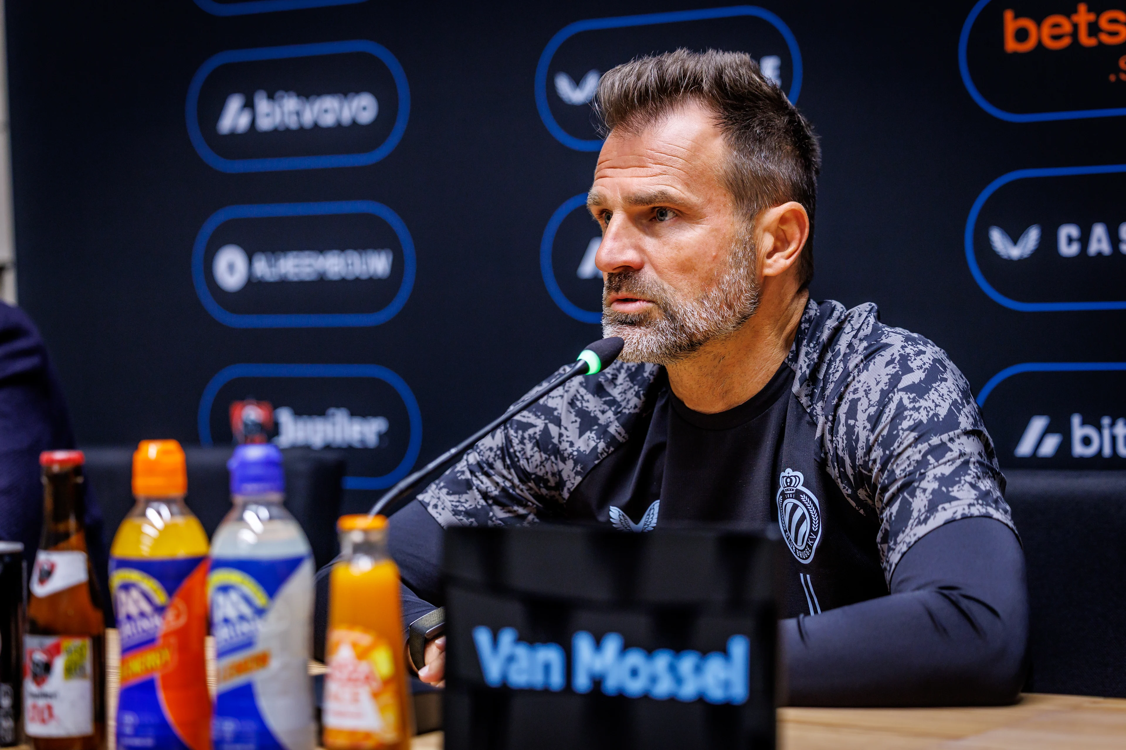 Club's head coach Ivan Leko pictured during a press conference of Belgian soccer team Club Brugge KV, Friday 15 May 2026 in Brugge, regarding their lasts games of the Champion's Play-Off (PO 1) competition of the Jupiler Pro League. BELGA PHOTO KURT DESPLENTER