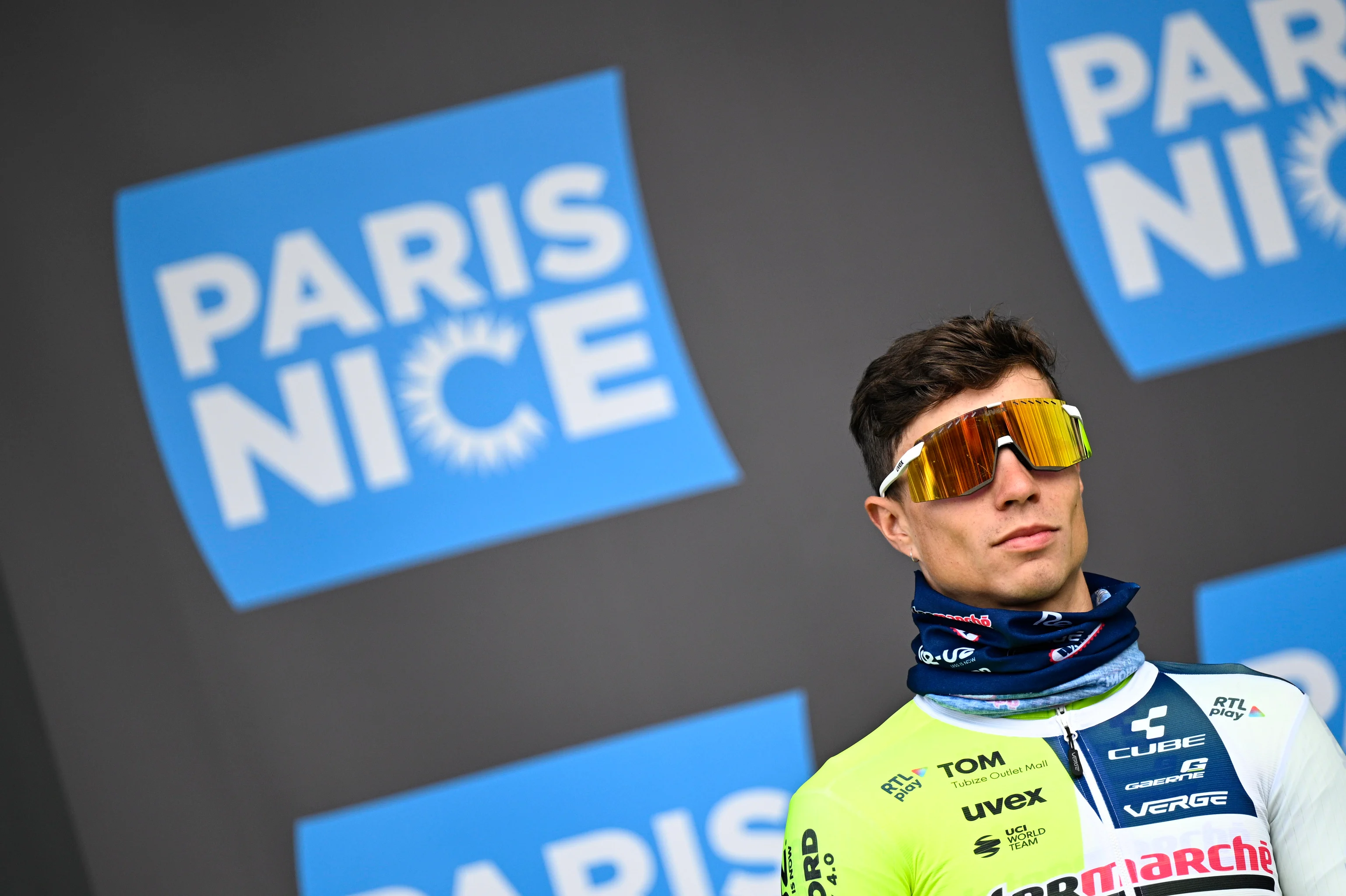 Belgian Dries De Pooter of Intermarche-Wanty pictured at the start of the first stage of the Paris-Nice eight days cycling stage race, from and to Les Mureaux (157,7km), Sunday 03 March 2024. BELGA PHOTO JASPER JACOBS