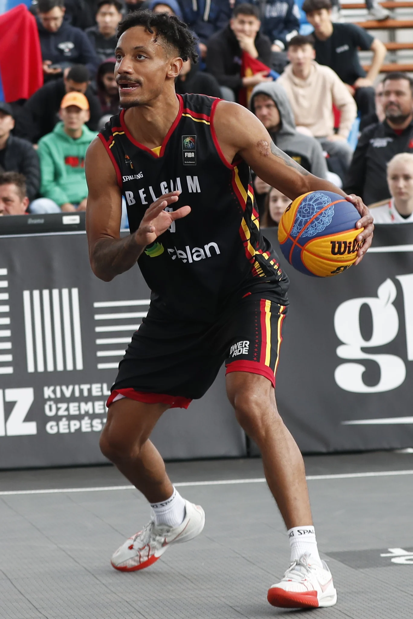 Belgian Dennis Donkor is pictured in action during a game between Belgium and Mongolia in the group D, at the Olympic qualification tournament for the 2024 Olympics, in Debrecen, Hungary, Friday 17 May 2024. BELGA PHOTO NIKOLA KRSTIC