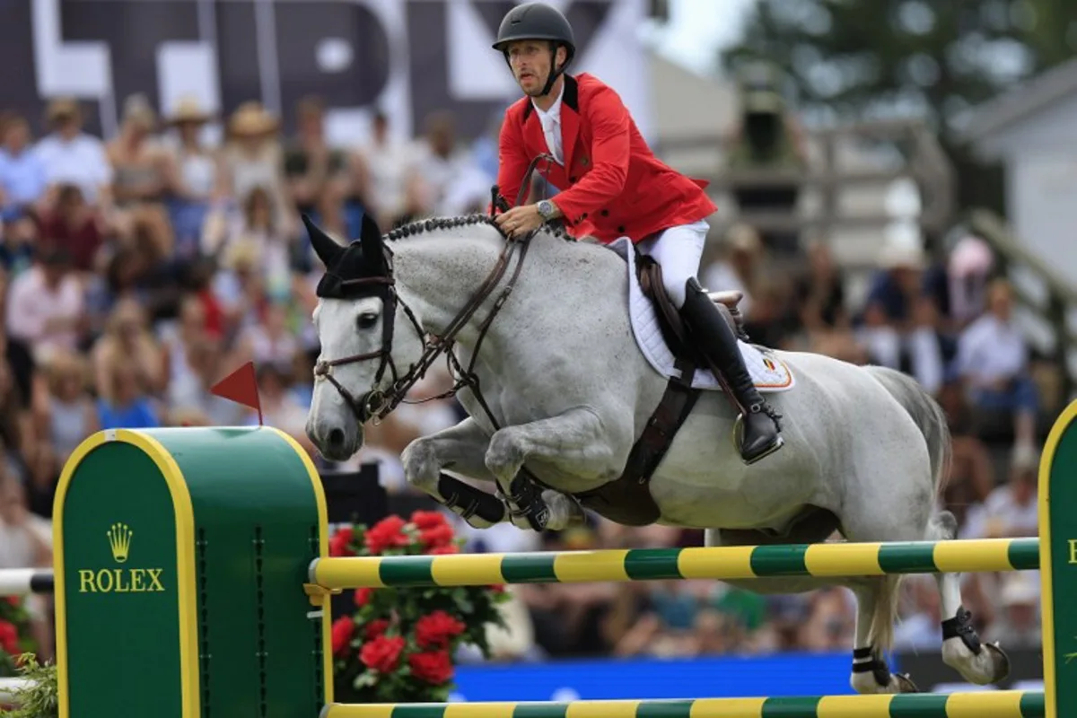Belgium's Pieter Devos competes on the horse "Primo DV" during the Falsterbo Nations Cup 2026 international show jumping event as part of the Falsterbo Horse Show in Falsterbo, Sweden, on July 10, 2026. Andreas HILLERGREN / TT News Agency / AFP