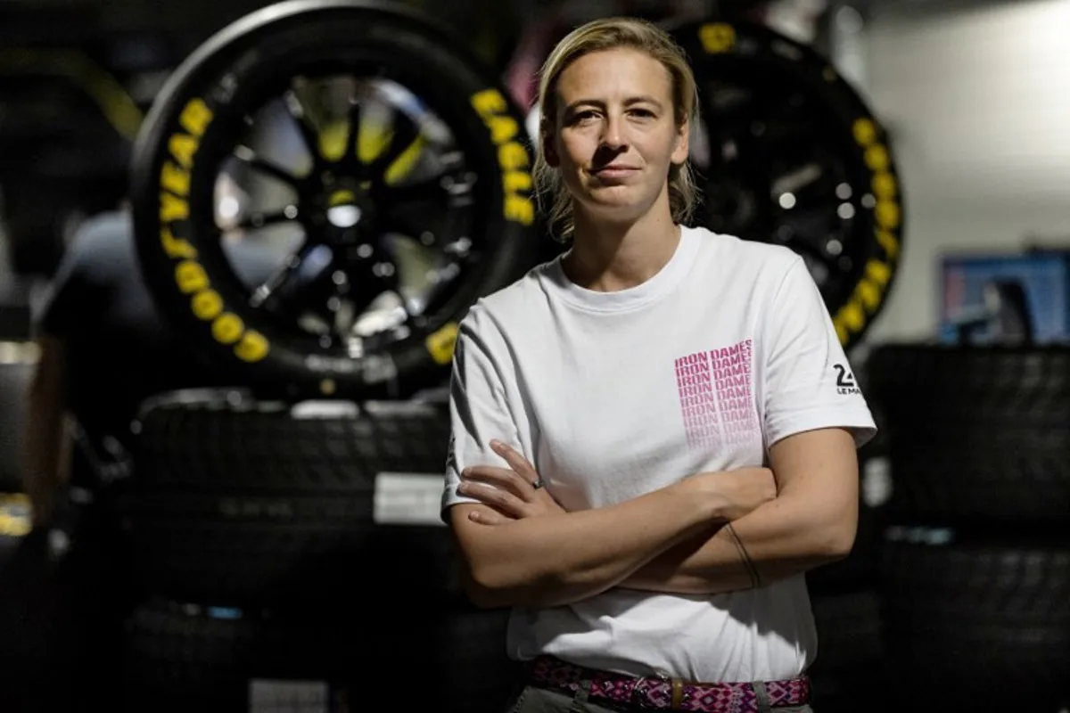 Belgium driver Sarah Bovy of the Iron Dames racing team poses for a photograph ahead of the Le Mans 24-hours endurance race at the Le Mans racetrack, western France on June 13, 2024.  Fred TANNEAU / AFP