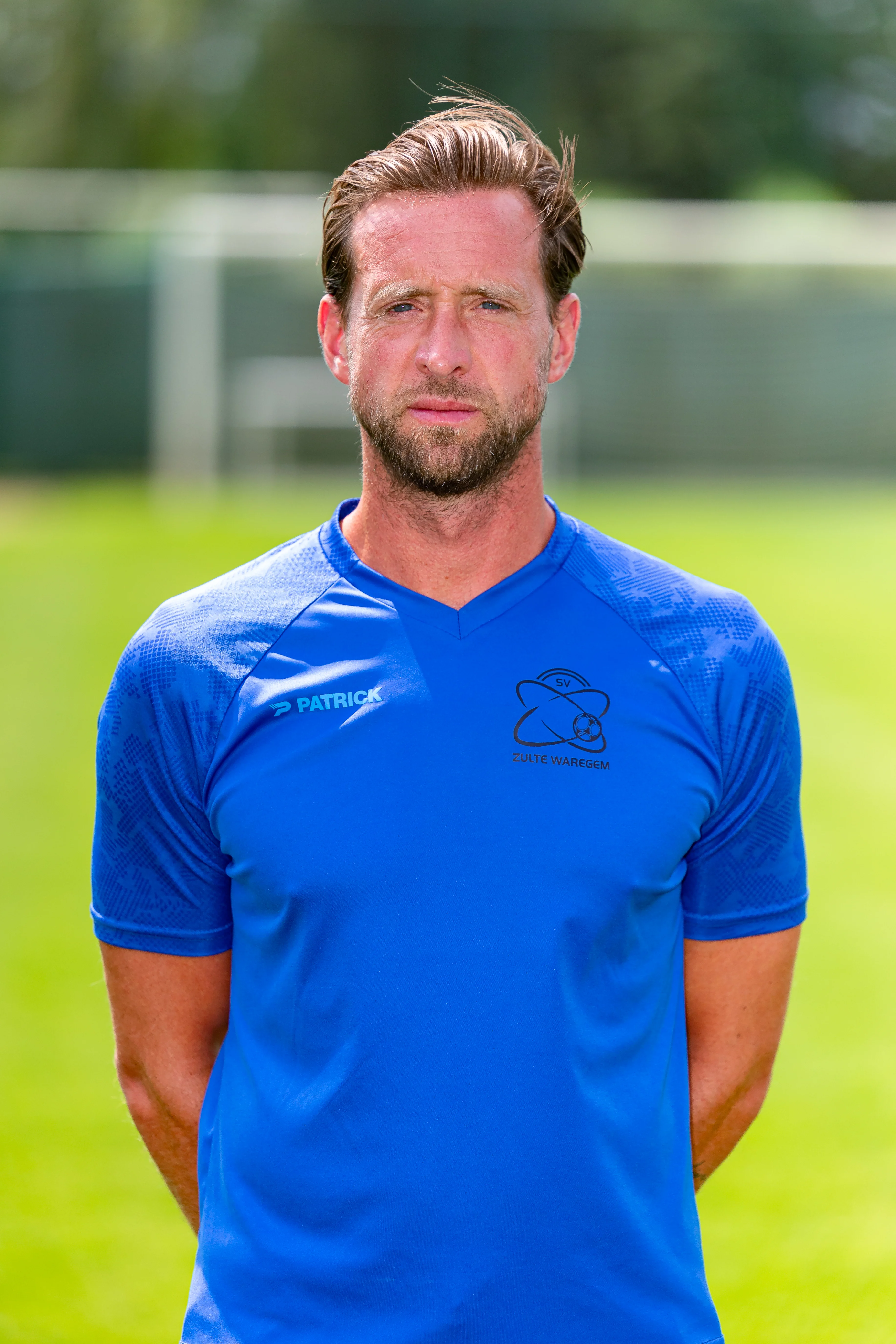 Essevee's assistant coach Dwight Waeytens poses for a portrait picture at the 2025-2026 photoshoot of Belgian Jupiler Pro League soccer team SV Zulte Waregem, Monday 14 July 2025 in Waregem. BELGA PHOTO KURT DESPLENTER