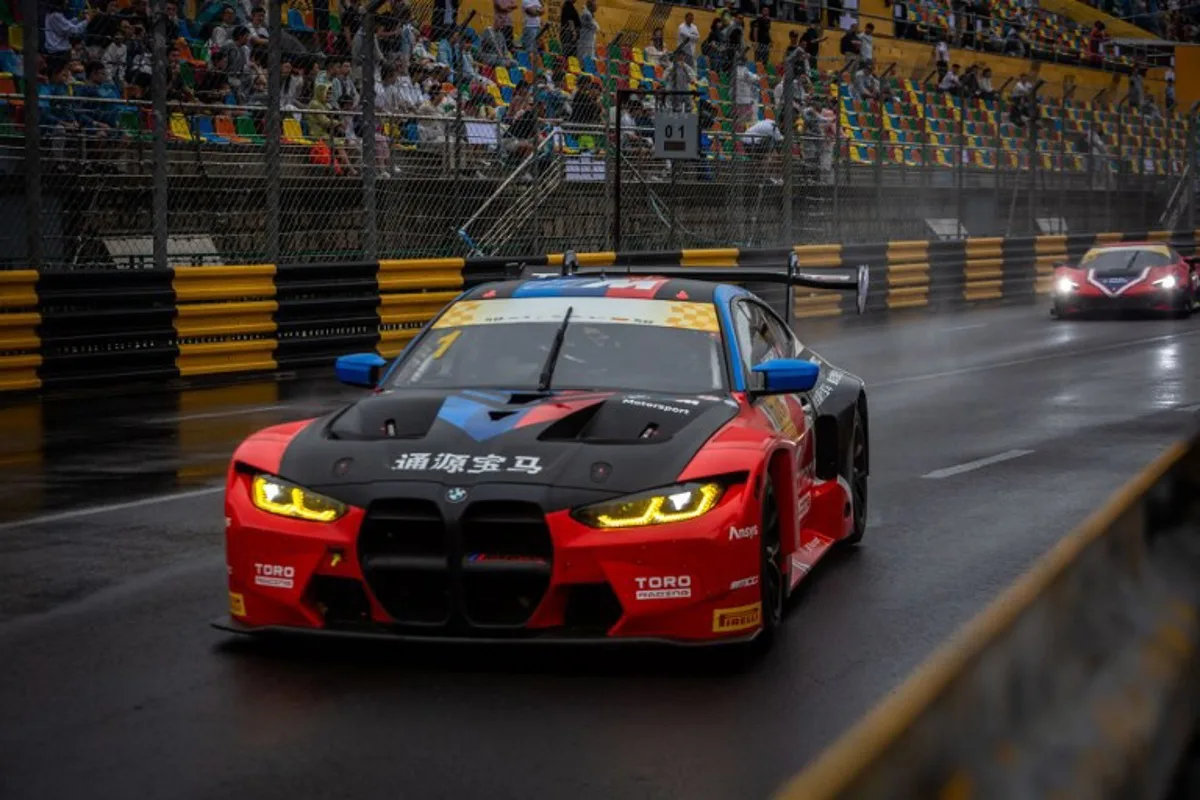 Toro Racing Swiss driver Raffaele Marciello drives his BMW M4 GT3 during the FIA GT World Cup race of the 71st Macau Grand Prix in Macau on November 17, 2024. Eduardo Leal / AFP