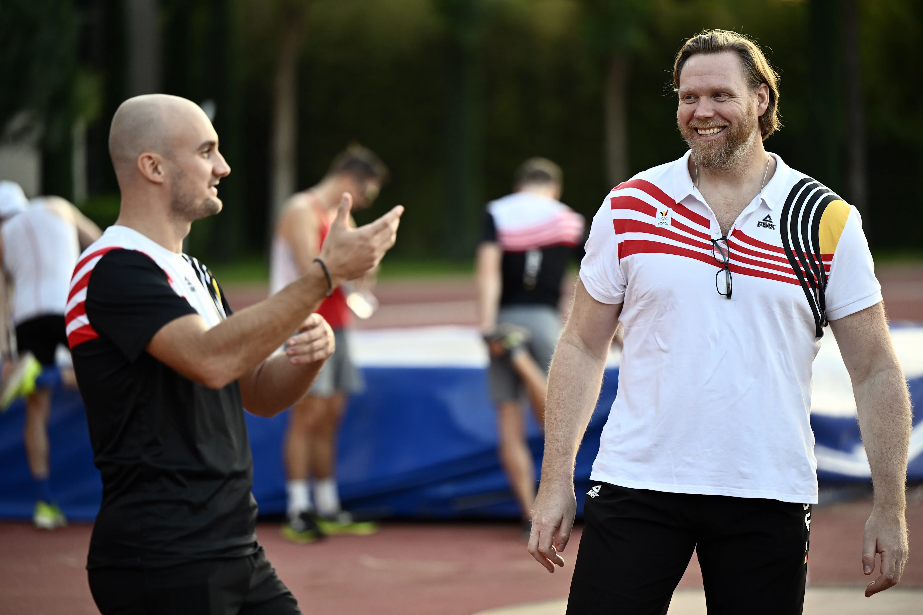 Dutch athletics coach Bram Peters and top sports coordinator Rutger Smits pictured during the annual stage of Team Belgium (13-20/11), in Belek, Turkey, Wednesday 13 November 2024, BELGA PHOTO ERIC LALMAND