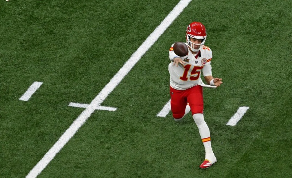 Kansas City Chiefs' quarterback #15 Patrick Mahomes throws the ball during Super Bowl LIX between the Kansas City Chiefs and the Philadelphia Eagles at Caesars Superdome in New Orleans, Louisiana, February 9, 2025. Chandan Khanna / AFP