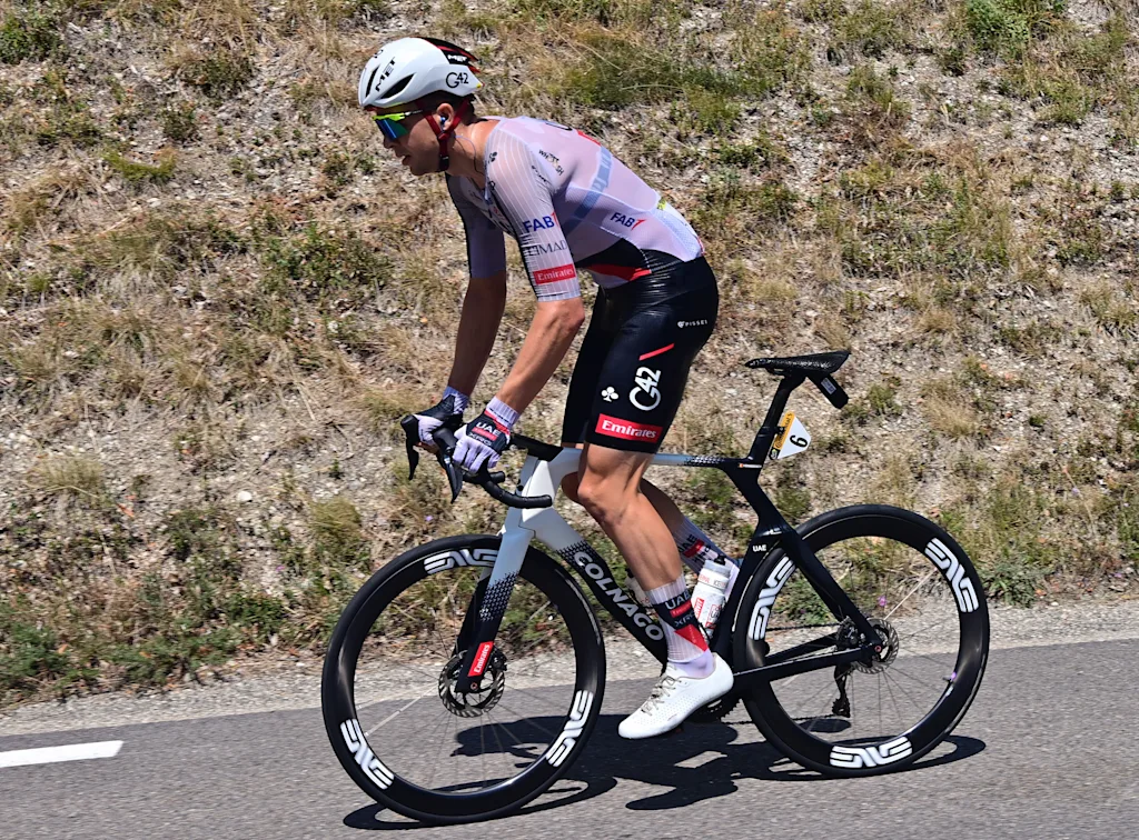 Belgian Florian Vermeersch of UAE Team Emirates XRG pictured in action during stage 18 of the 2026 Tour de France cycling race, a stage of 185km from Voiron to Orcieres-Merlette, on Thursday 23 July 2026. The 113th edition of the Tour de France starts on Saturday 4 July in Barcelona, Spain, and will finish in Paris, France on the 26th of July. BELGA PHOTO POOL PETE GODING