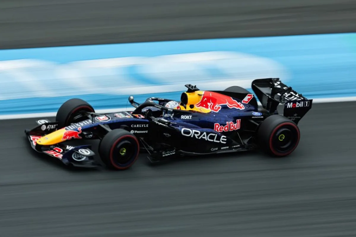 Red Bull Racing's Dutch driver Max Verstappen drives during the qualifying race of the Formula One Dutch Grand Prix at The Circuit Zandvoort, western Netherlands, on August 22, 2026.  SIMON WOHLFAHRT / AFP