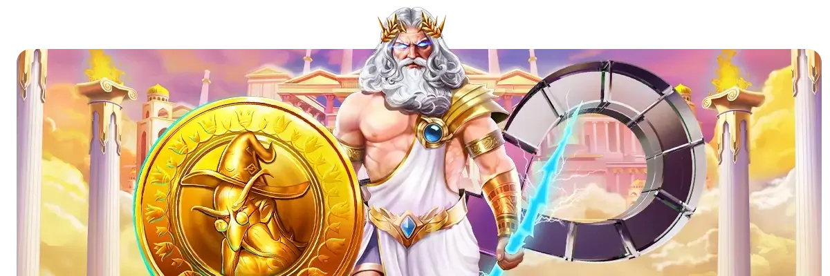 Personnages de Gates of Olympus Dice, Infinity Dice et Coins of Alkemor de Betsoft dans un univers casino en ligne.