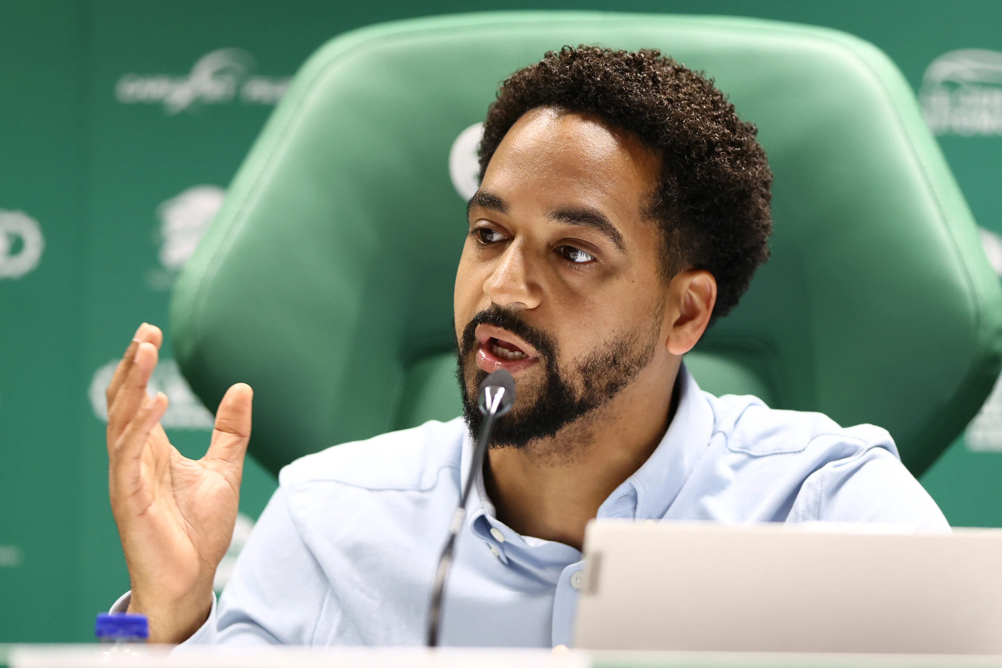 RAAL's sports director David Verwilghen pictured during a press conference of Belgian soccer team RAAL La Louviere, Wednesday 18 June 2025 in La Louviere, in preparation of the upcoming 2025-2026 first division season. BELGA PHOTO BRUNO FAHY