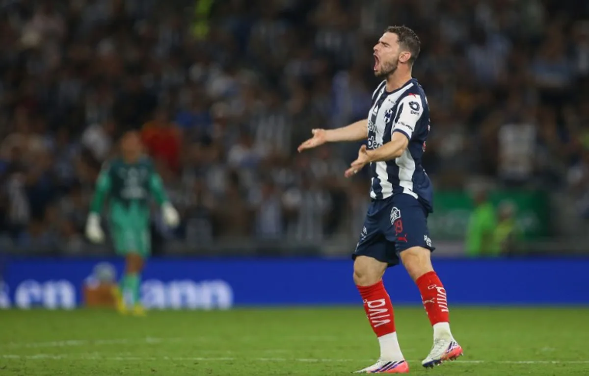 Monterrey's Belgian forward #99 Hugo Cuypers celebrates after scoring his team's first goal during the Liga MX Apertura tournament football match between Monterrey and San Luis, at BBVA stadium in Guadalupe, state of Nuevo Leon, Mexico on August 30, 2026.  Julio Cesar AGUILAR / AFP