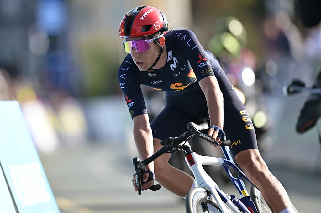 Spanish Hector Alvarez Martinez of Lidl-Trek pictured in action during the Men U23 Road Race race (141,8km) at the cycling UEC Road European Championships, in Ljubljana, Slovenia Friday 2 October 2026. The UEC Road European Championships are taking place from 02 to 07 October in Ljubljana, Slovenia. BELGA PHOTO DAVID PINTENS